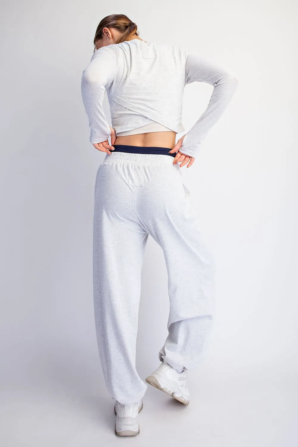 Light Heather Grey Cropped Long Sleeve Pant Set sold by Pinkblush product image thumbnail 3