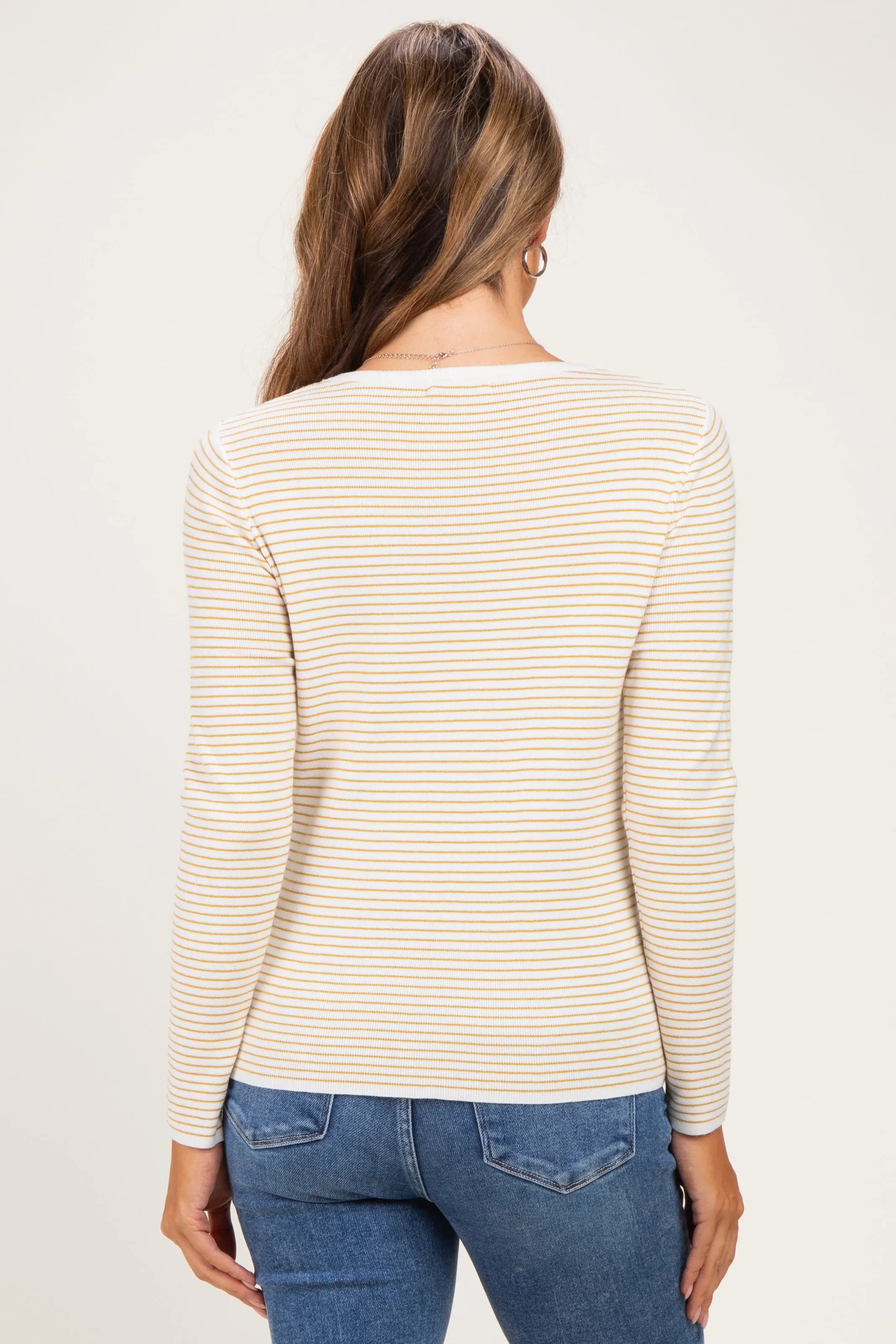 Ivory Mustard Basic Pinstripe Maternity Sweater sold by Pinkblush product image thumbnail 4