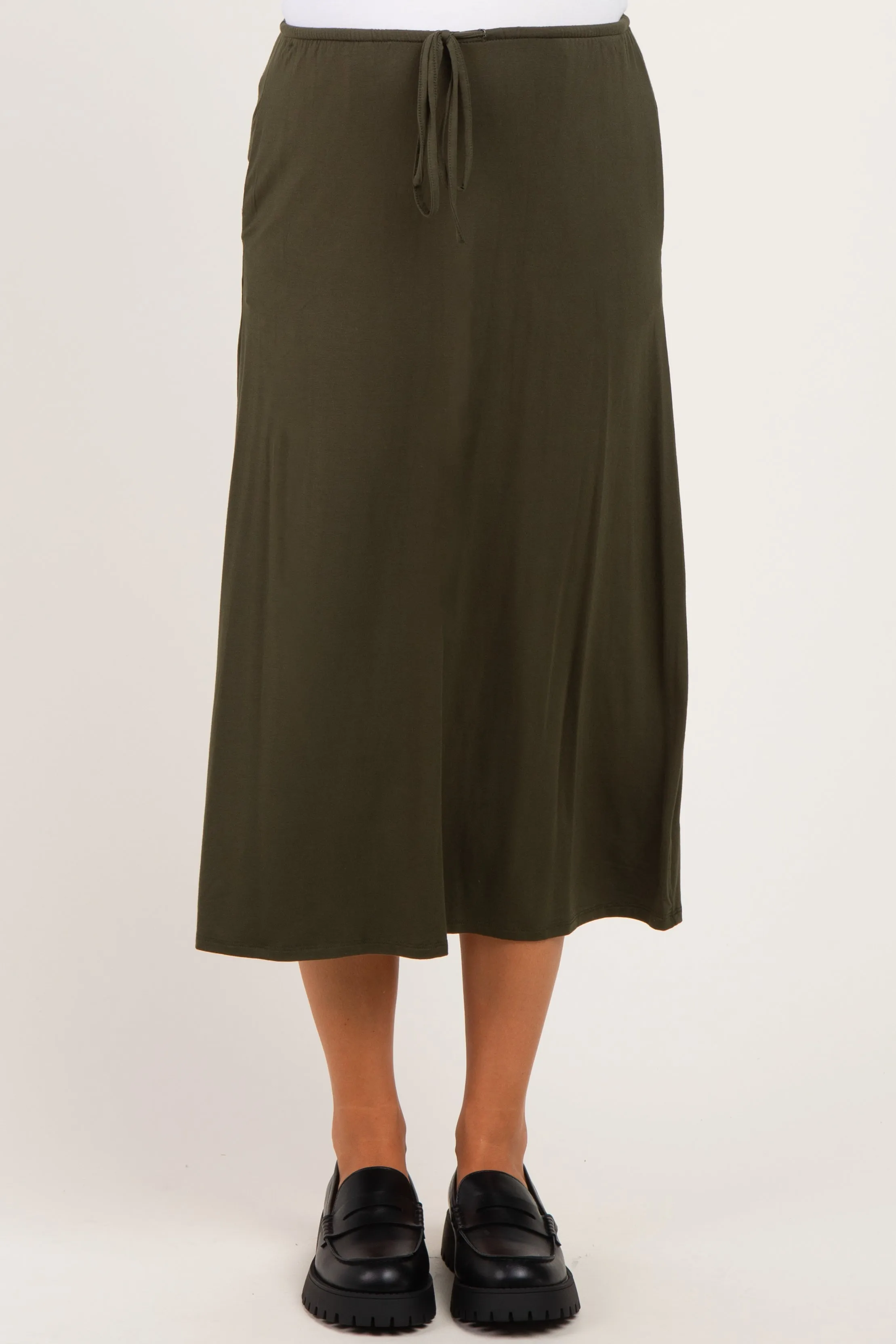 Olive Front Tie Maternity Maxi Skirt sold by Pinkblush product image thumbnail 2