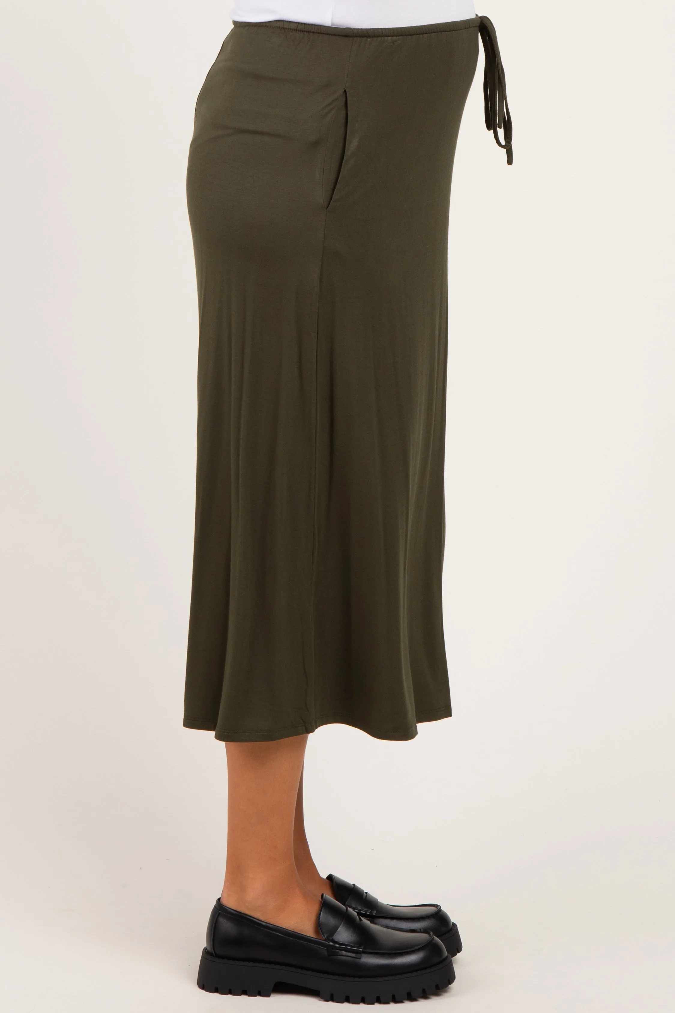 Olive Front Tie Maternity Maxi Skirt sold by Pinkblush product image thumbnail 3