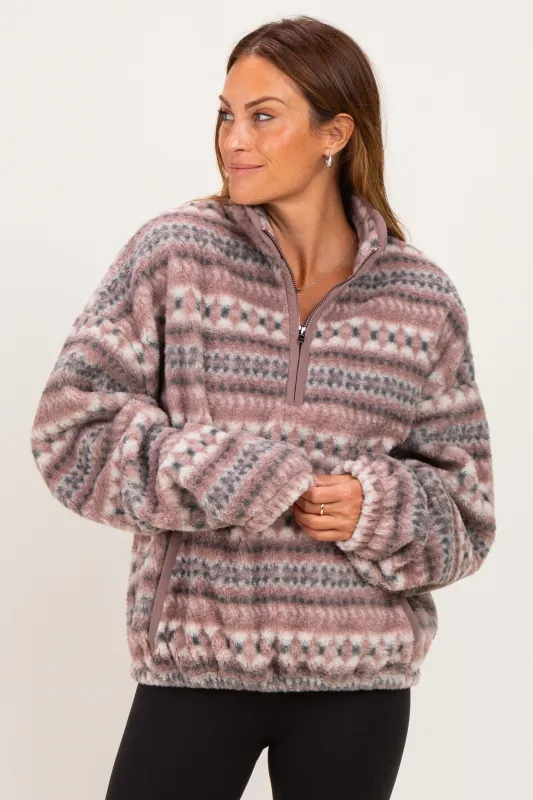 Ashwood Printed Fleece Oversized Half Zip Pullover made by Mimosa