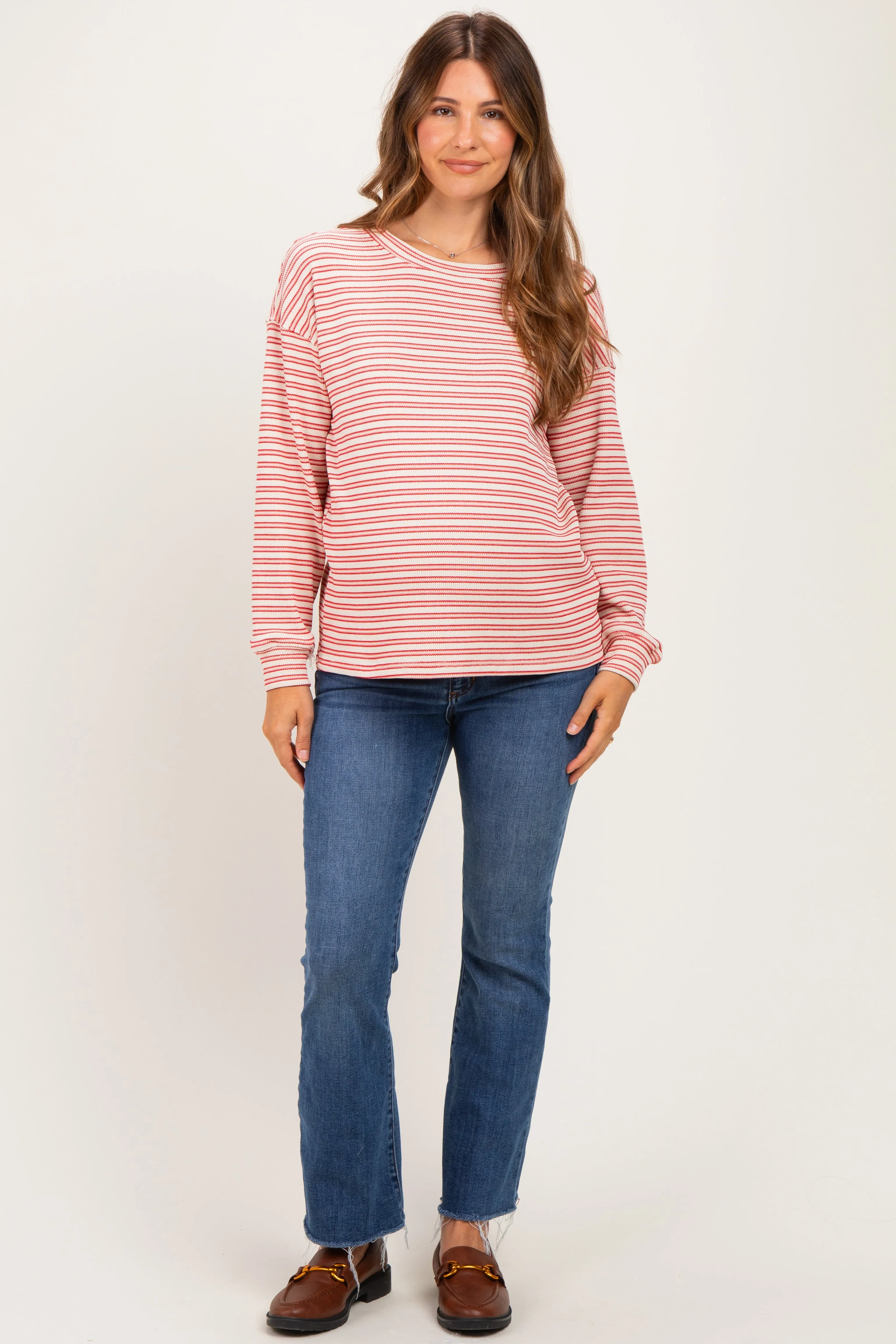 Red Striped Maternity Long Sleeve Top sold by Pinkblush product image thumbnail 2