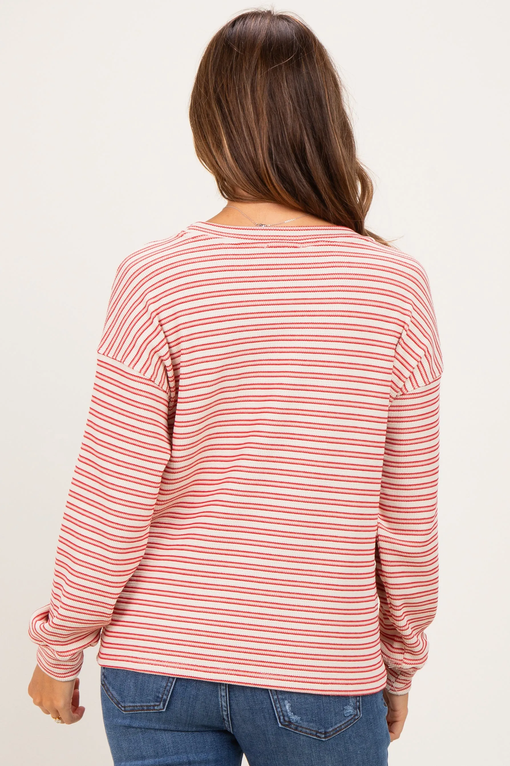 Red Striped Maternity Long Sleeve Top sold by Pinkblush product image thumbnail 4