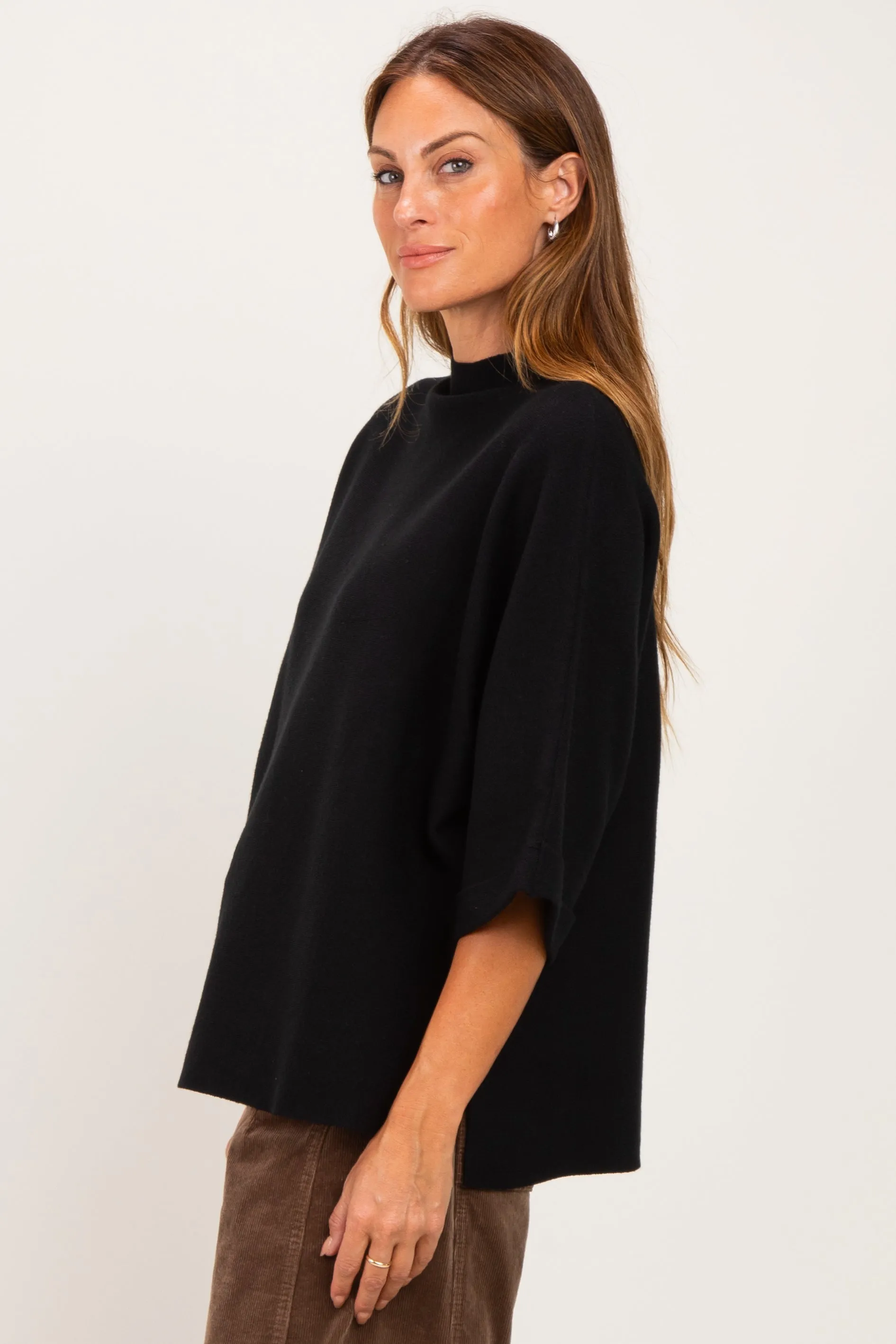 Black Mock Neck Dolman Short Sleeve Top sold by Pinkblush product image thumbnail 3