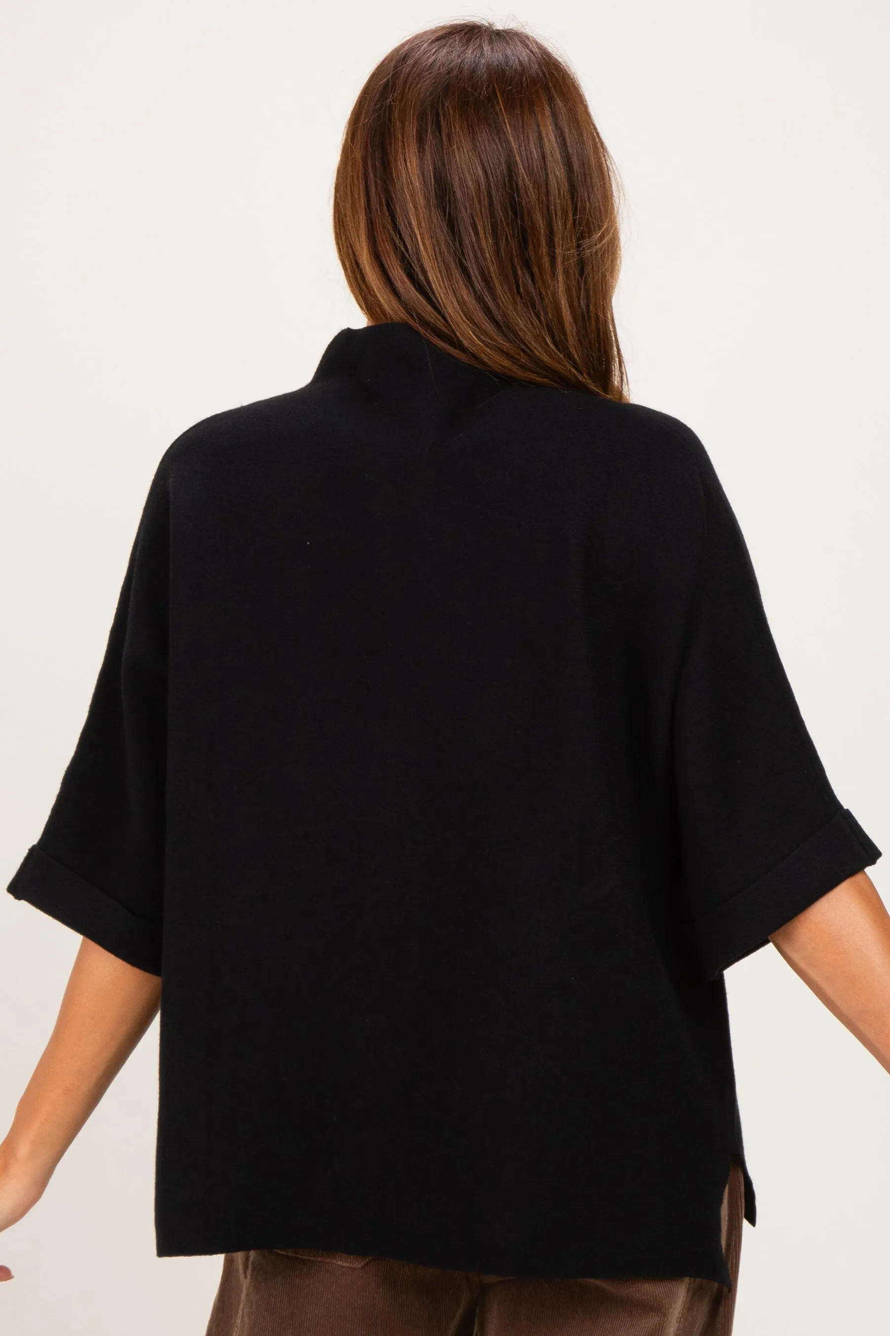 Black Mock Neck Dolman Short Sleeve Top sold by Pinkblush product image thumbnail 4