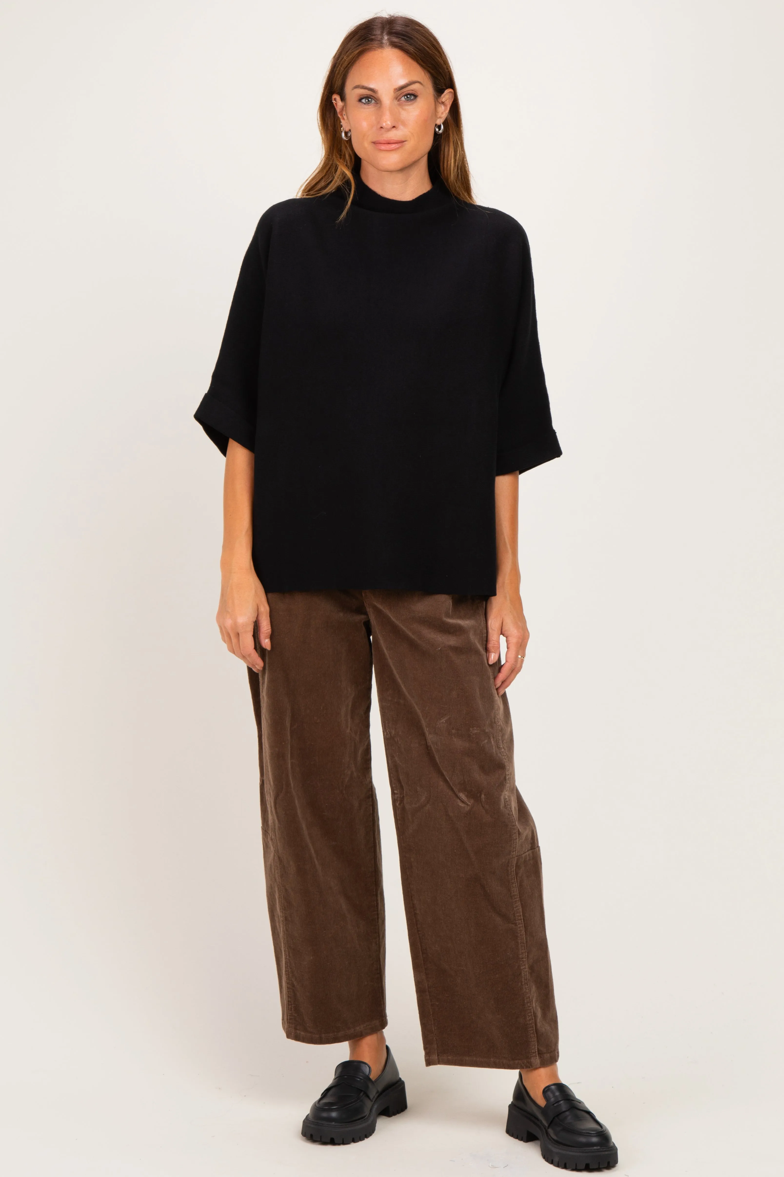 Black Mock Neck Dolman Short Sleeve Top sold by Pinkblush product image thumbnail 2