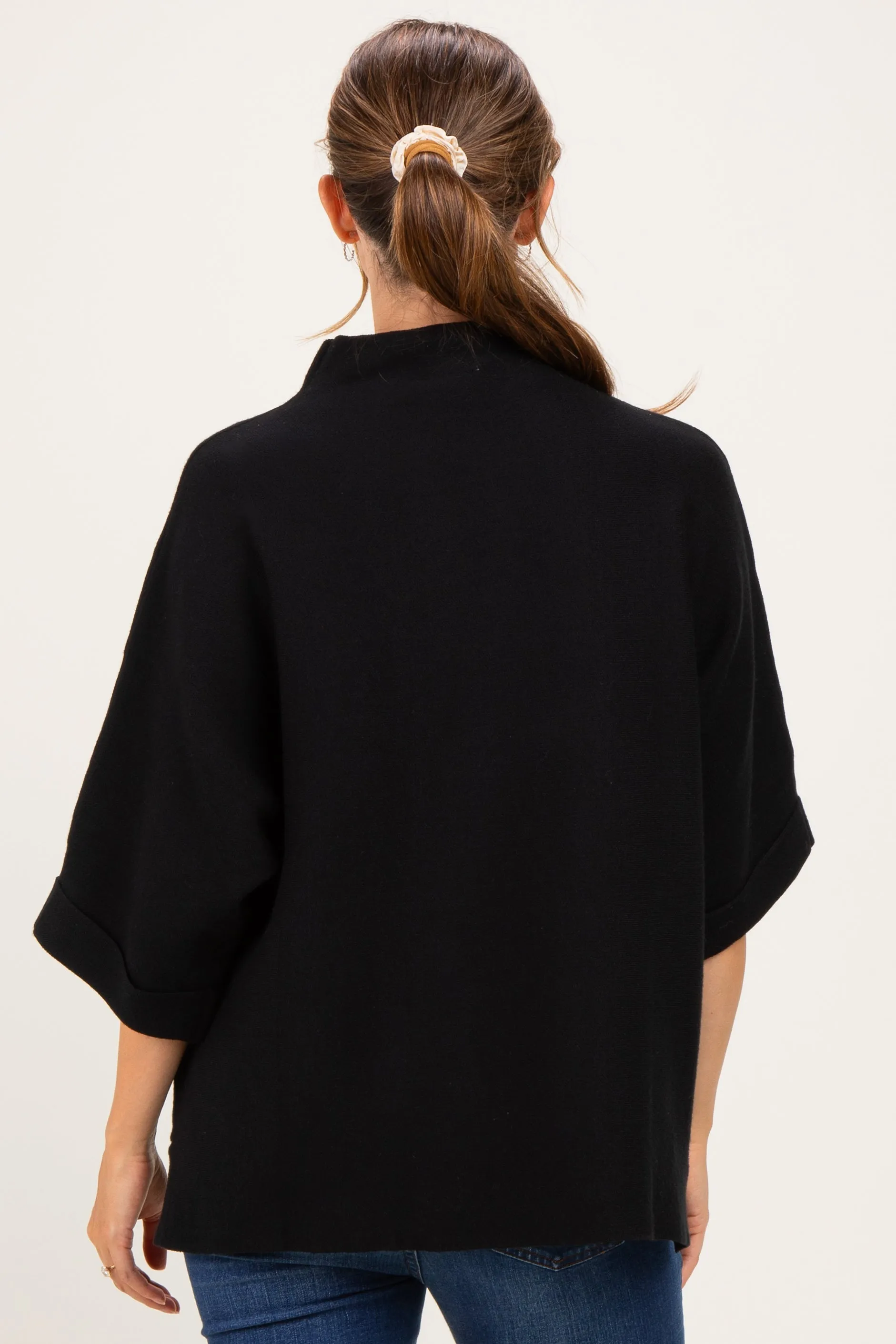 Black Mock Neck Dolman Short Sleeve Maternity Top sold by Pinkblush product image thumbnail 4