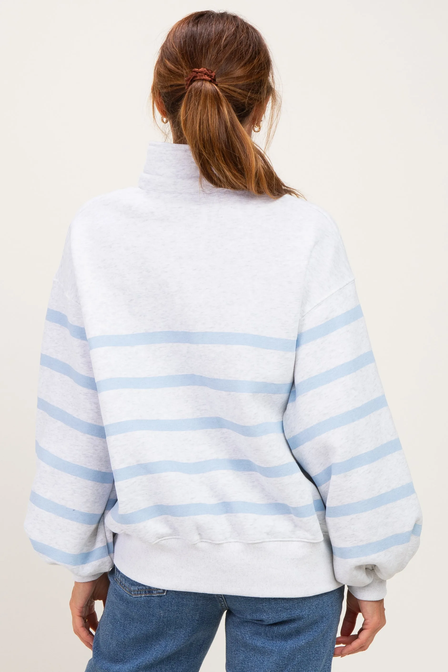 Heather Grey Striped Snap Button Pullover sold by Pinkblush product image thumbnail 4