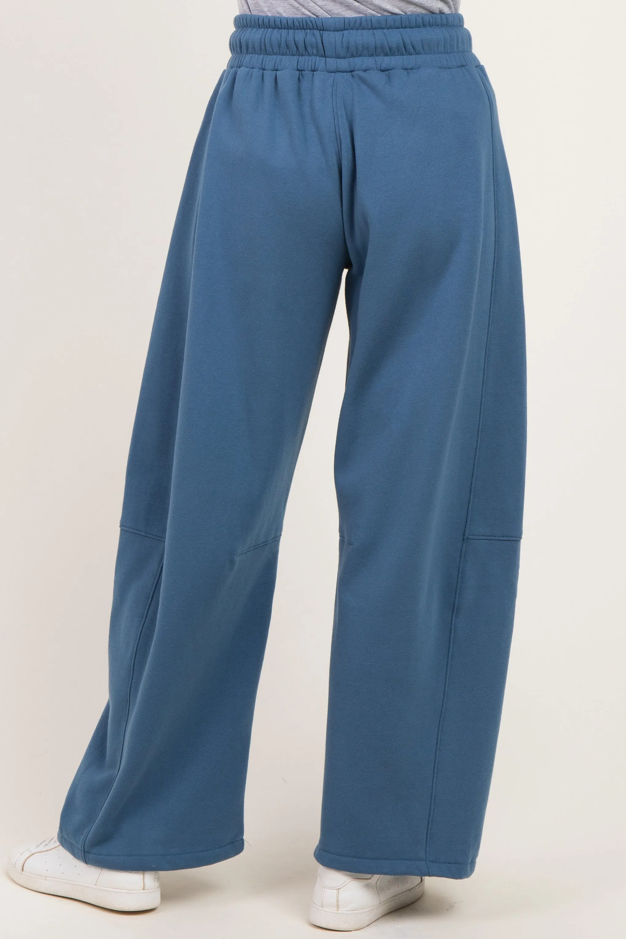 Dusty Blue Fleece Barrel Leg Sweatpants sold by Pinkblush product image thumbnail 4