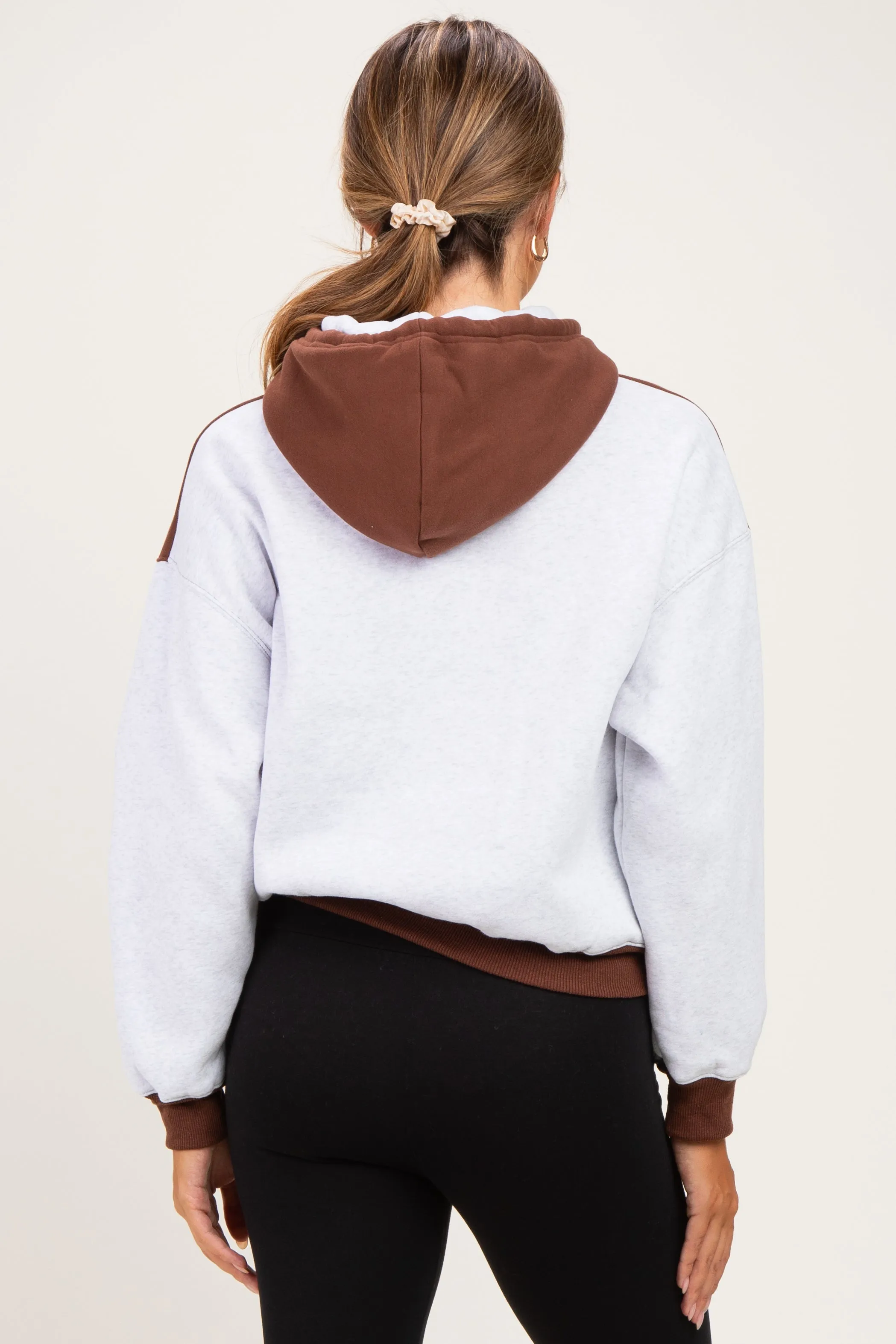 Brown Colorblock Maternity Pullover Hoodie sold by Pinkblush product image thumbnail 4