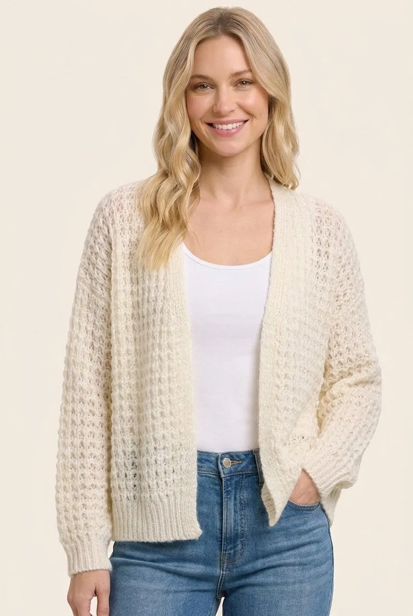 Ivory Chunky Waffle Knit Maternity Open Cardigan sold by Pinkblush product image thumbnail 5