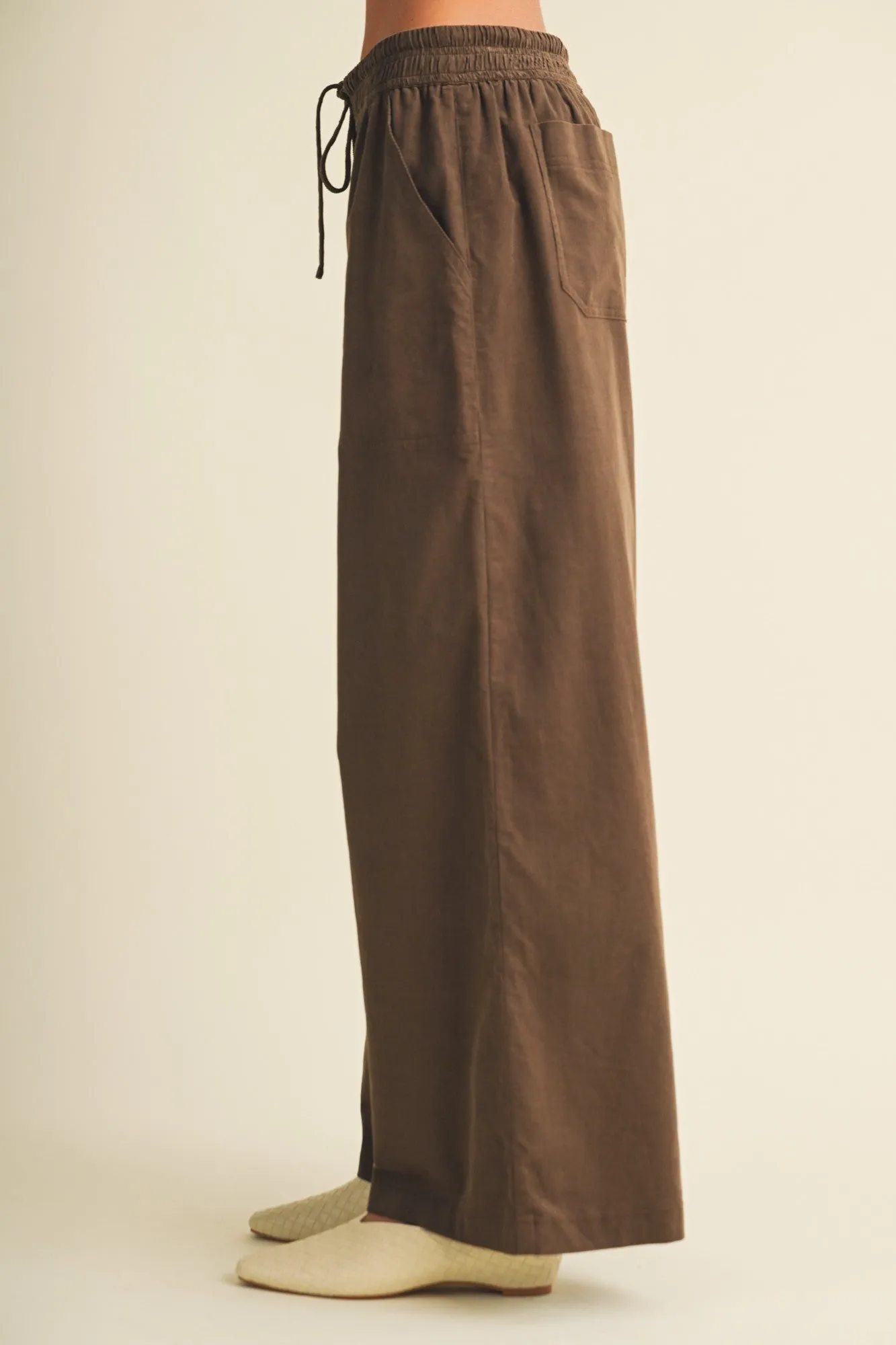 Brown Wide Leg Elastic Waistband Trousers sold by Pinkblush product image thumbnail 3