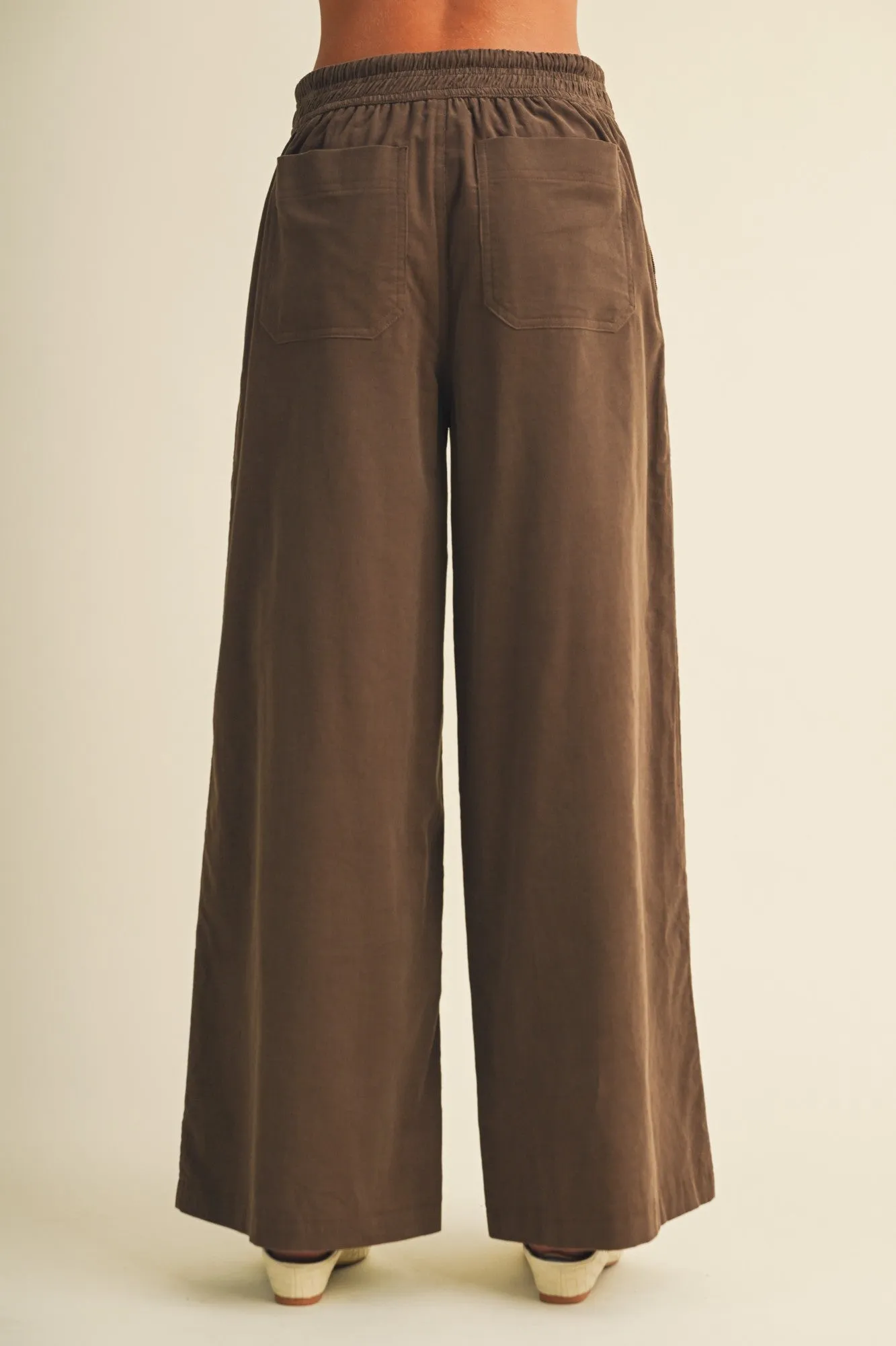Brown Wide Leg Elastic Waistband Trousers sold by Pinkblush product image thumbnail 4
