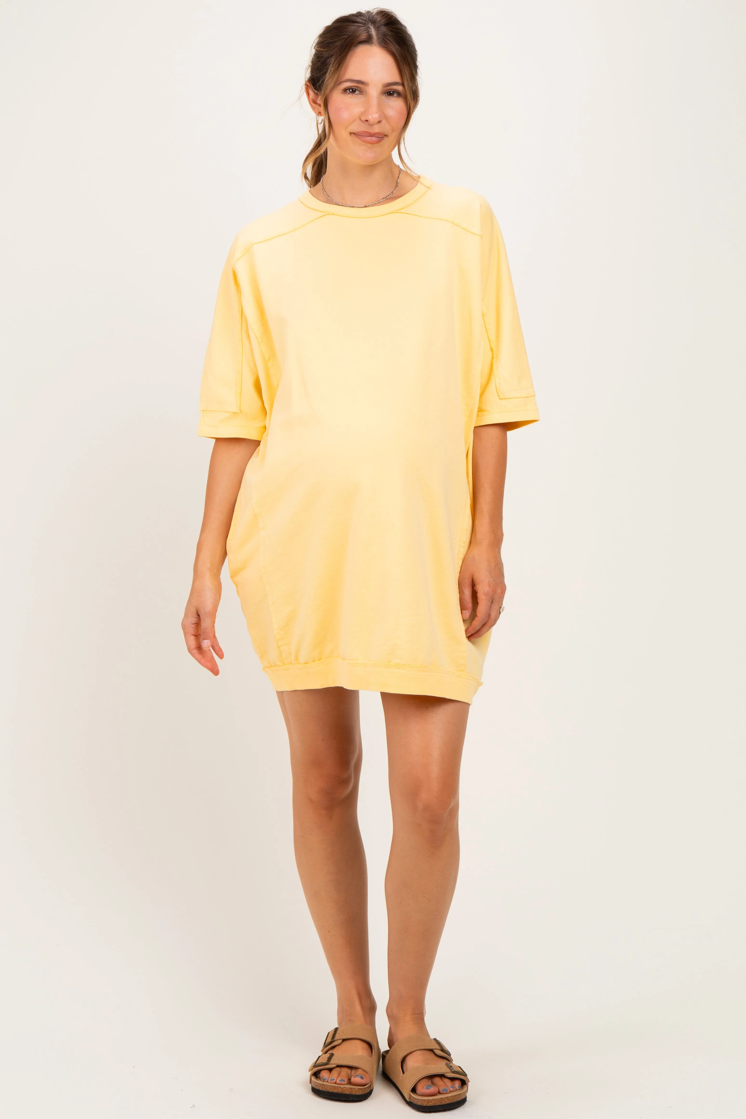 Butter Milk Oversized Maternity T-Shirt Dress sold by Pinkblush