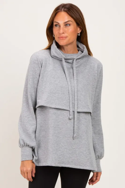 Gray Long Sleeve Drawstring Hooded Pullover made by Pinkblush