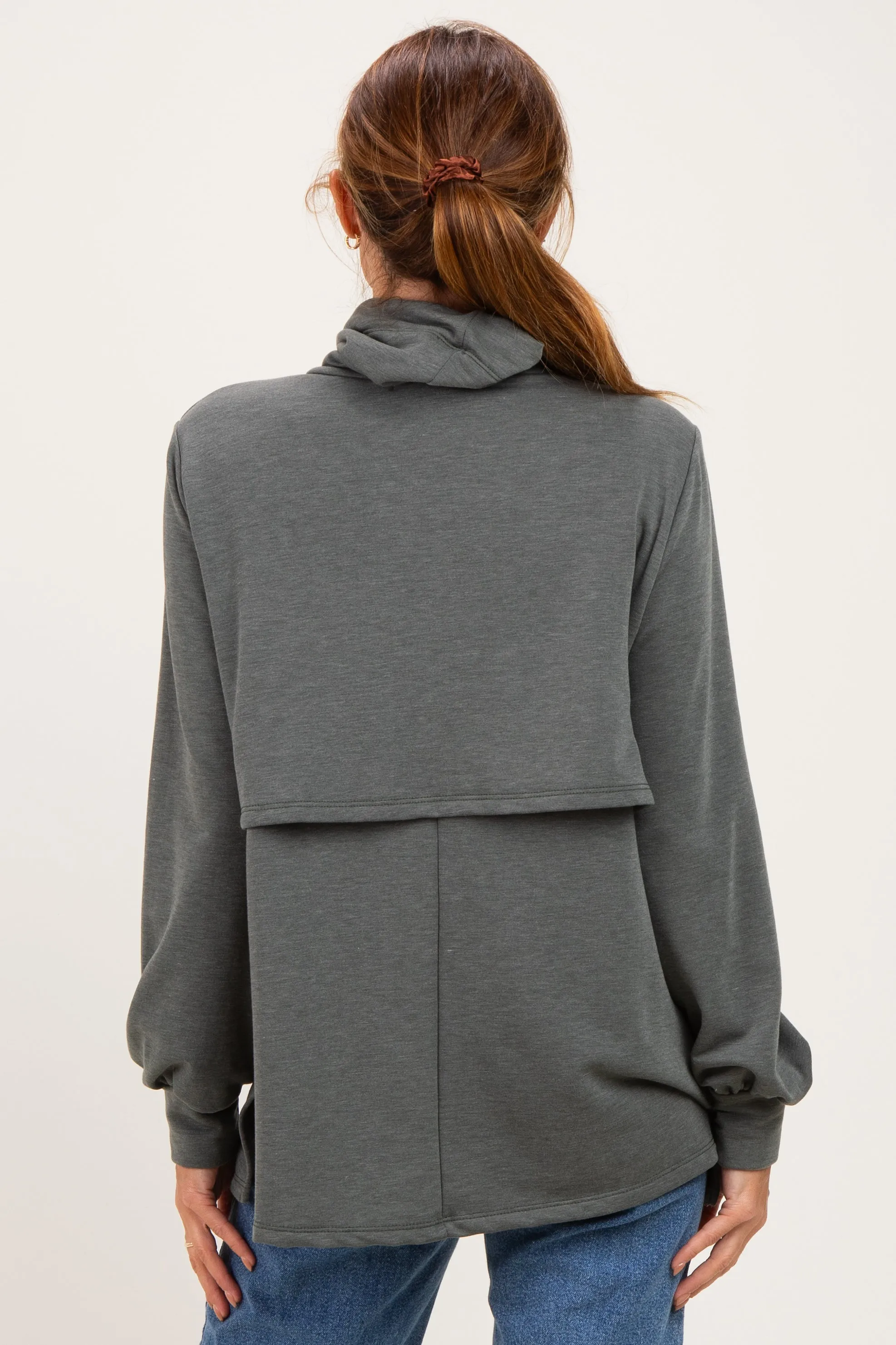 Olive Long Sleeve Drawstring Hooded Pullover sold by Pinkblush product image thumbnail 4