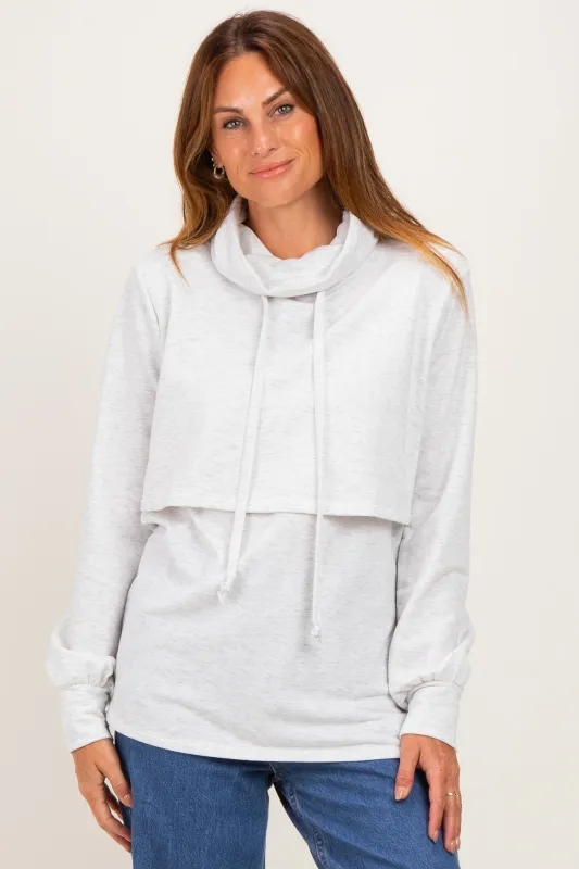 Heather Gray Long Sleeve Drawstring Hooded Pullover made by Pinkblush