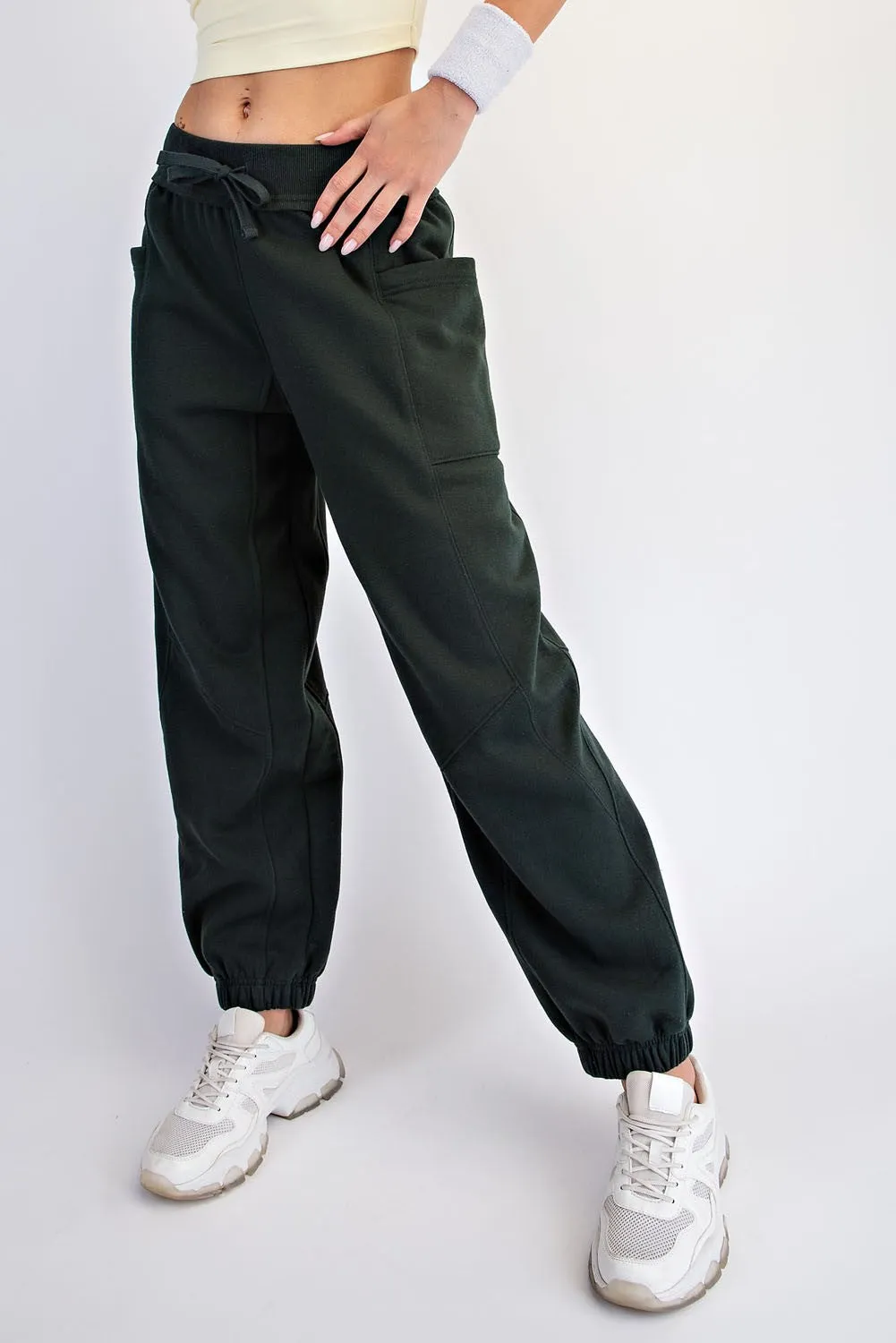 Regency Green Terry Drawstring Joggers sold by Pinkblush product image thumbnail 5