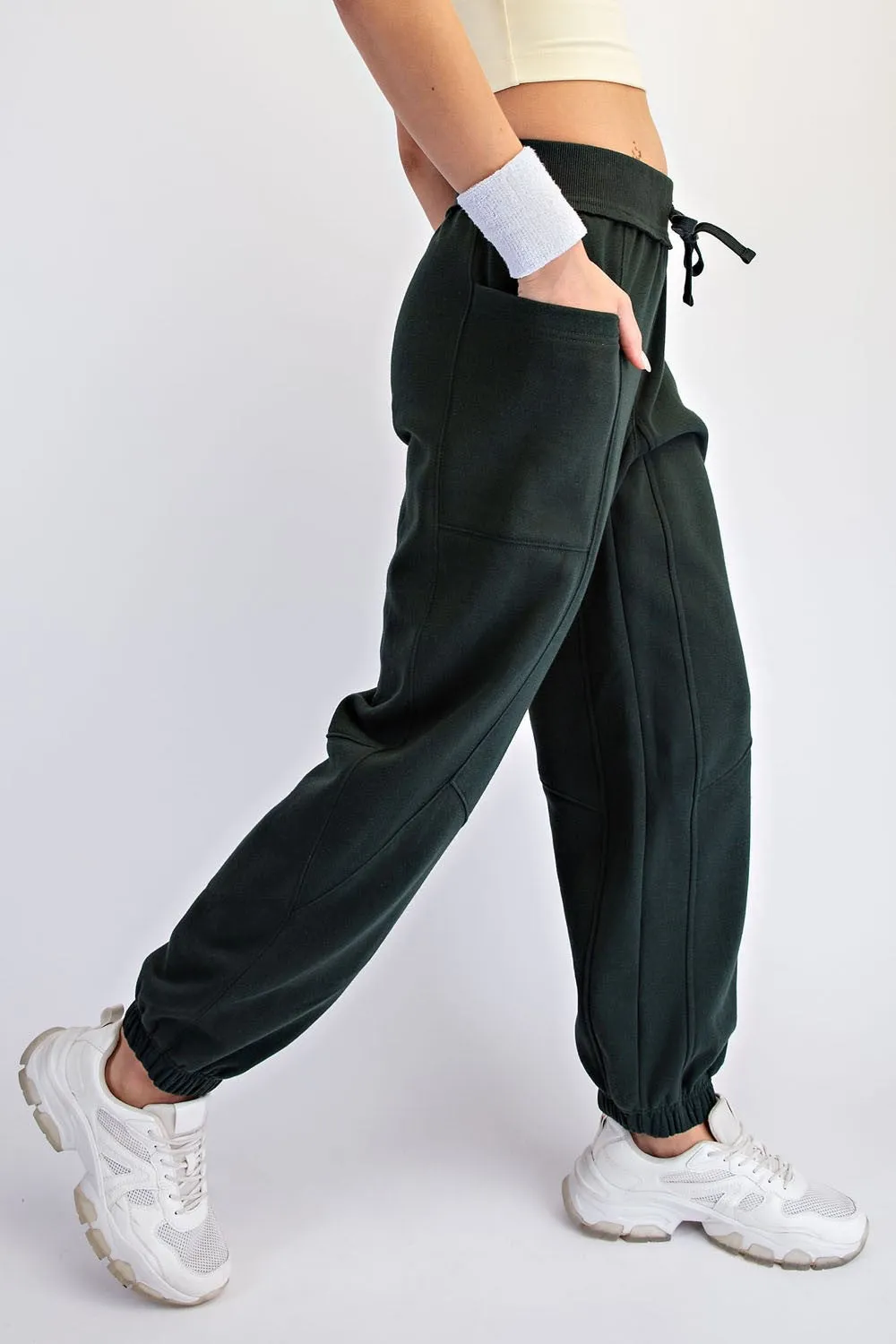 Regency Green Terry Drawstring Joggers sold by Pinkblush product image thumbnail 3