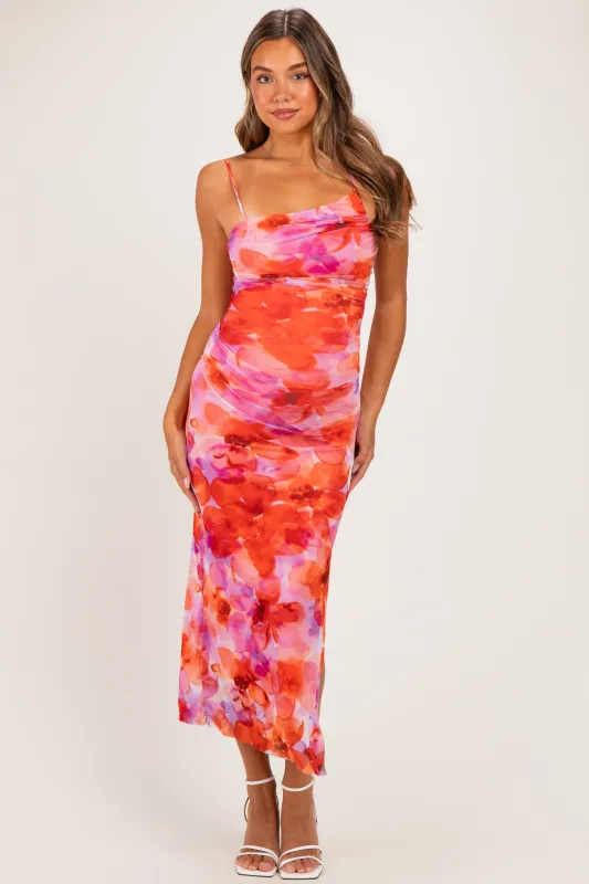 Multi Floral One Shoulder Ruched Maternity Dress made by emory park