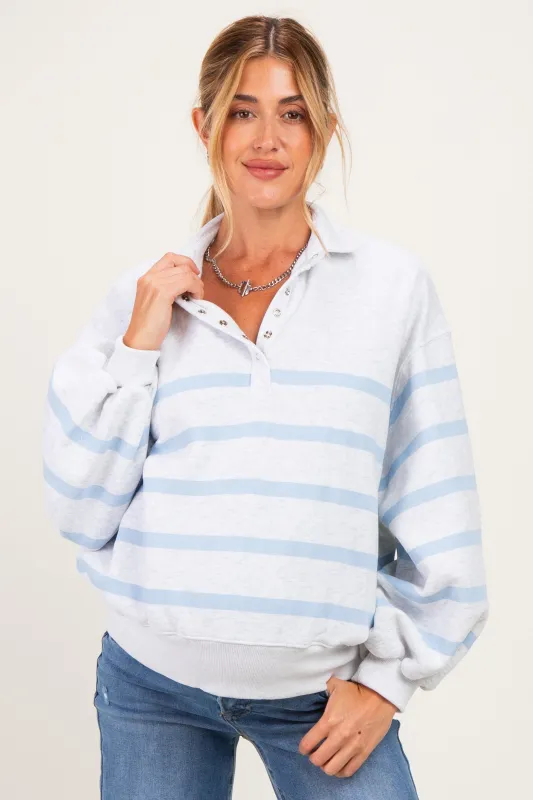 Heather Grey Striped Snap Button Maternity Pullover made by Papermoon
