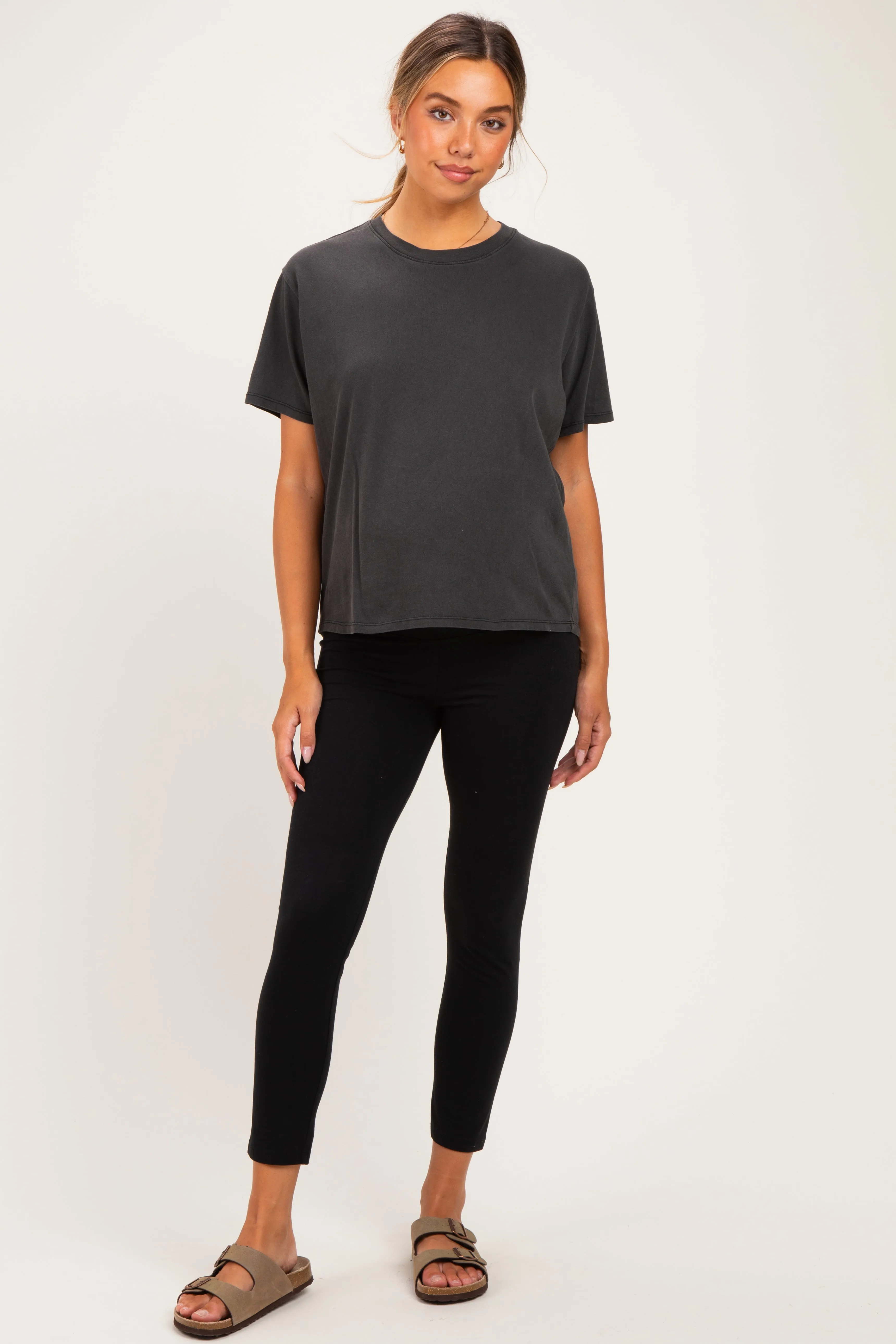 Black Maternity Crew Neck T-Shirt sold by Pinkblush product image thumbnail 2