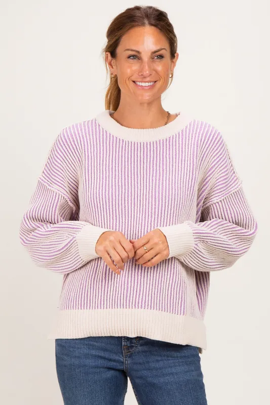 Lavender Two Tone Oversized Sweater made by Zenana Outfitters