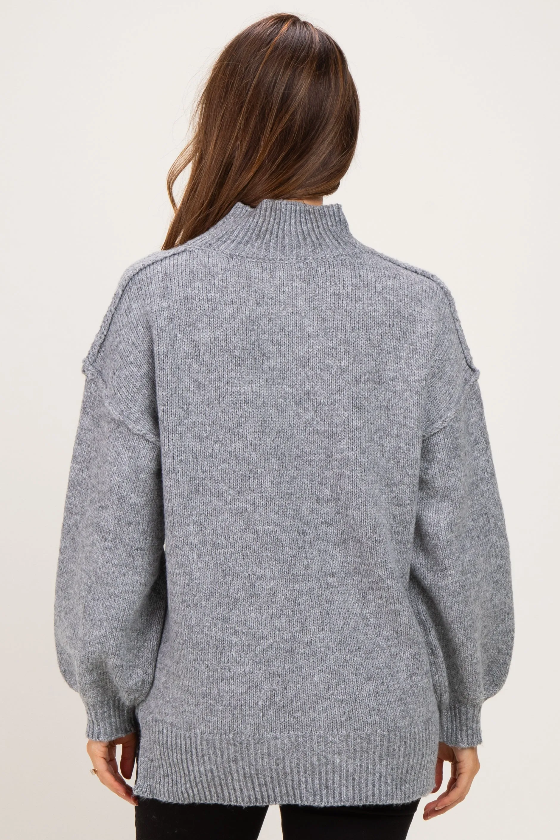 Heather Grey Mock Neck Oversized Maternity Sweater sold by Pinkblush product image thumbnail 4