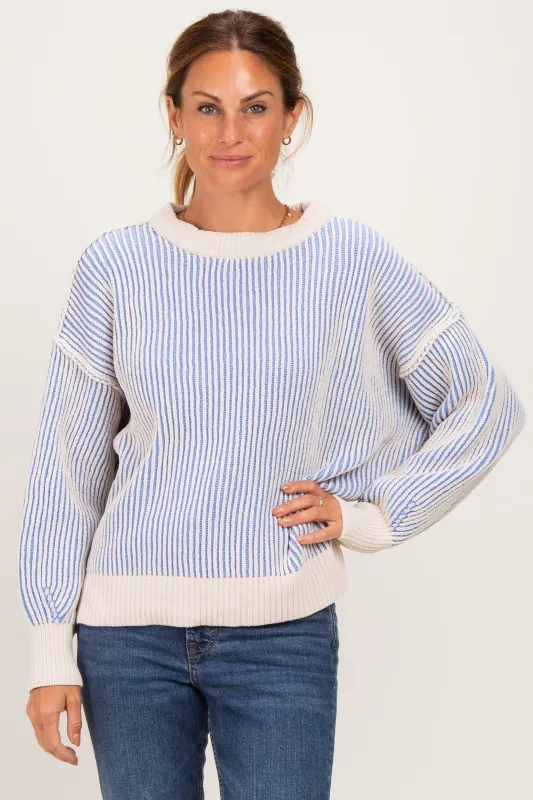 Blue Two Tone Oversized Sweater made by Zenana Outfitters