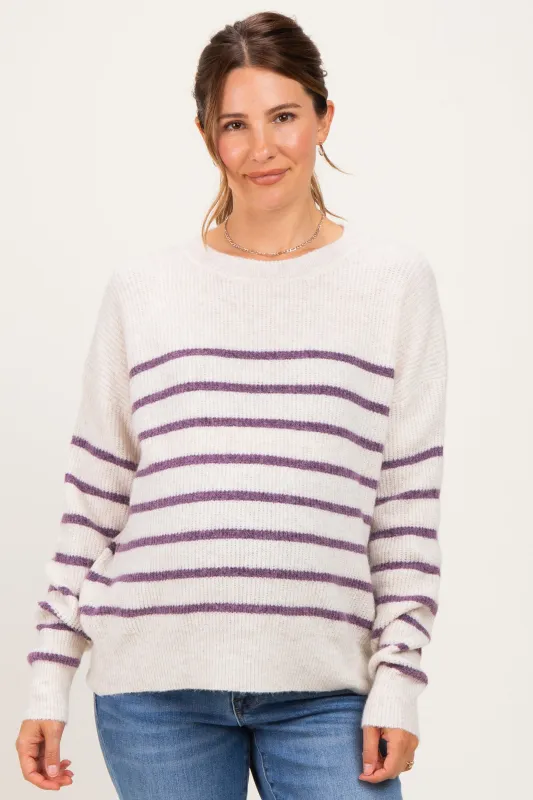 Purple Striped Basic Maternity Sweater made by Staccato