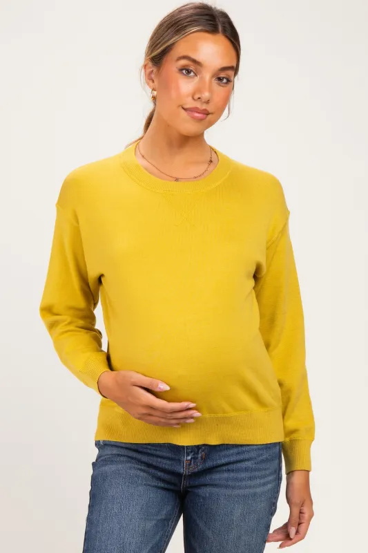 Mustard Basic Pullover Maternity Sweater made by Staccato
