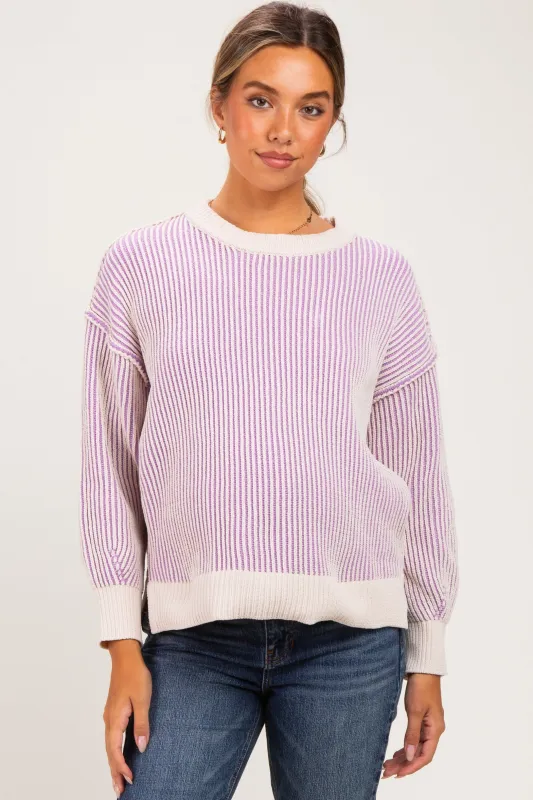 Lavender Two Tone Oversized Maternity Sweater made by Zenana Outfitters