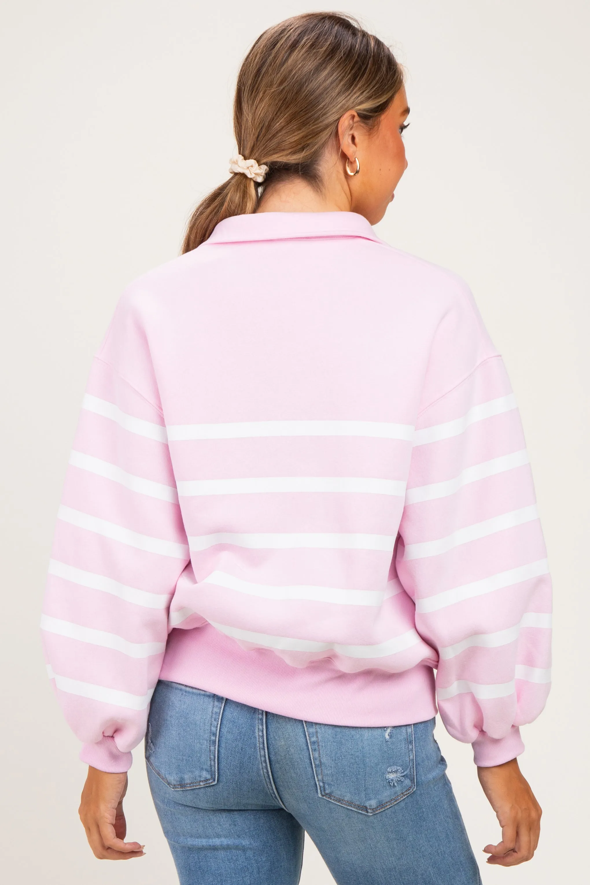 Light Pink Striped Snap Button Maternity Pullover sold by Pinkblush product image thumbnail 4
