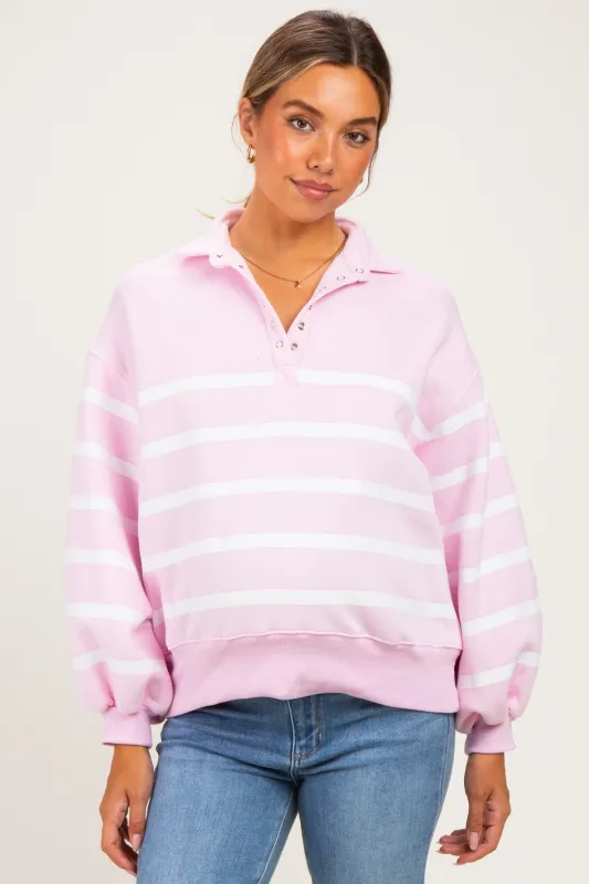 Light Pink Striped Snap Button Maternity Pullover made by Papermoon