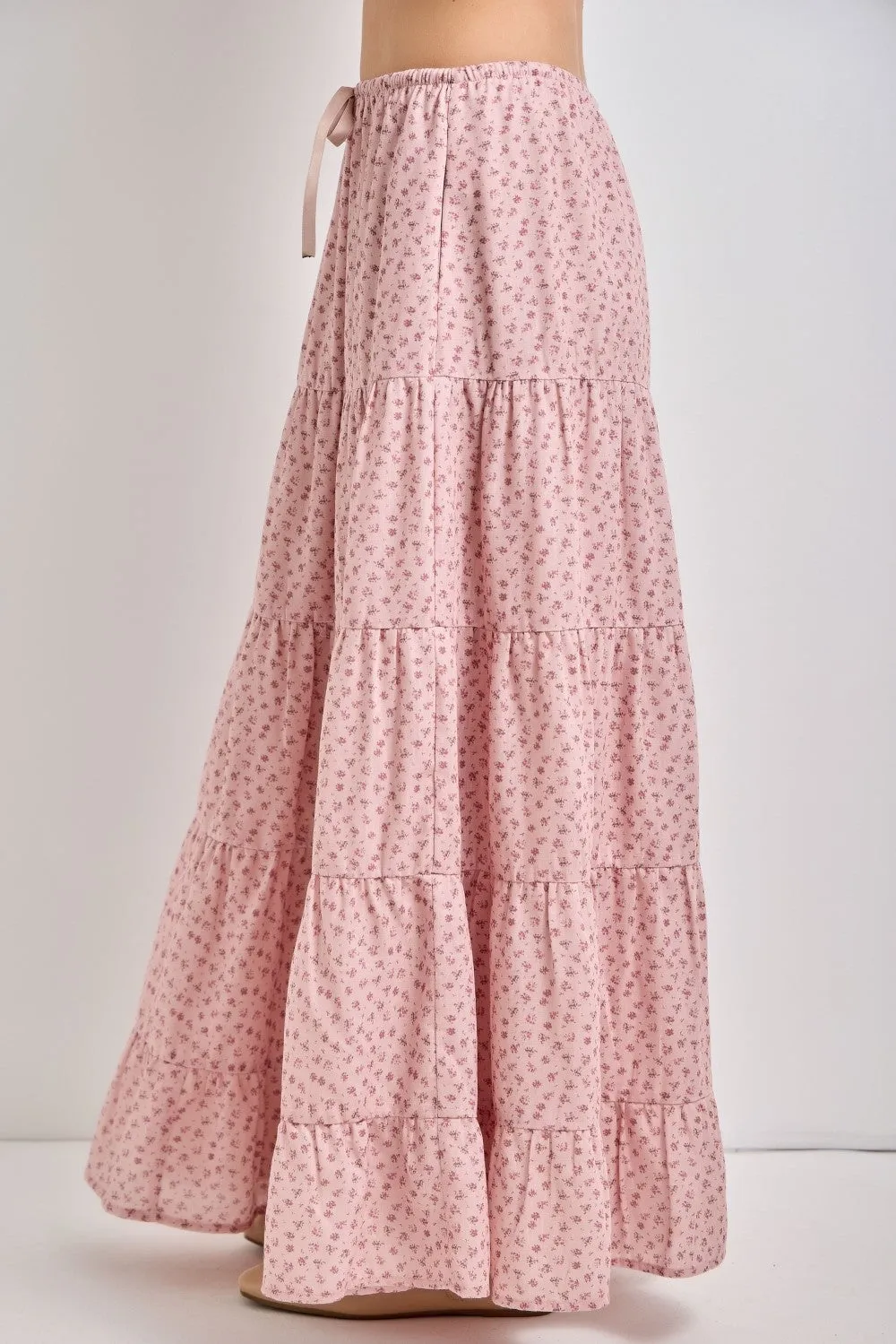 Blush Floral Drawstring Tiered Maxi Skirt sold by Pinkblush product image thumbnail 2
