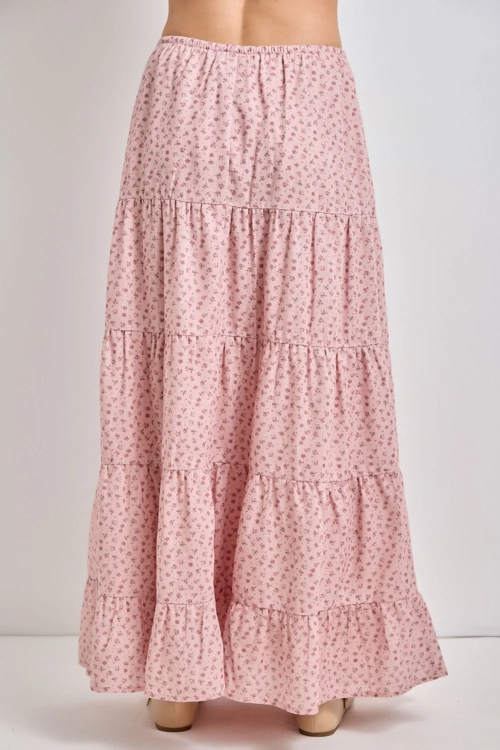 Blush Floral Drawstring Tiered Maxi Skirt sold by Pinkblush product image thumbnail 3