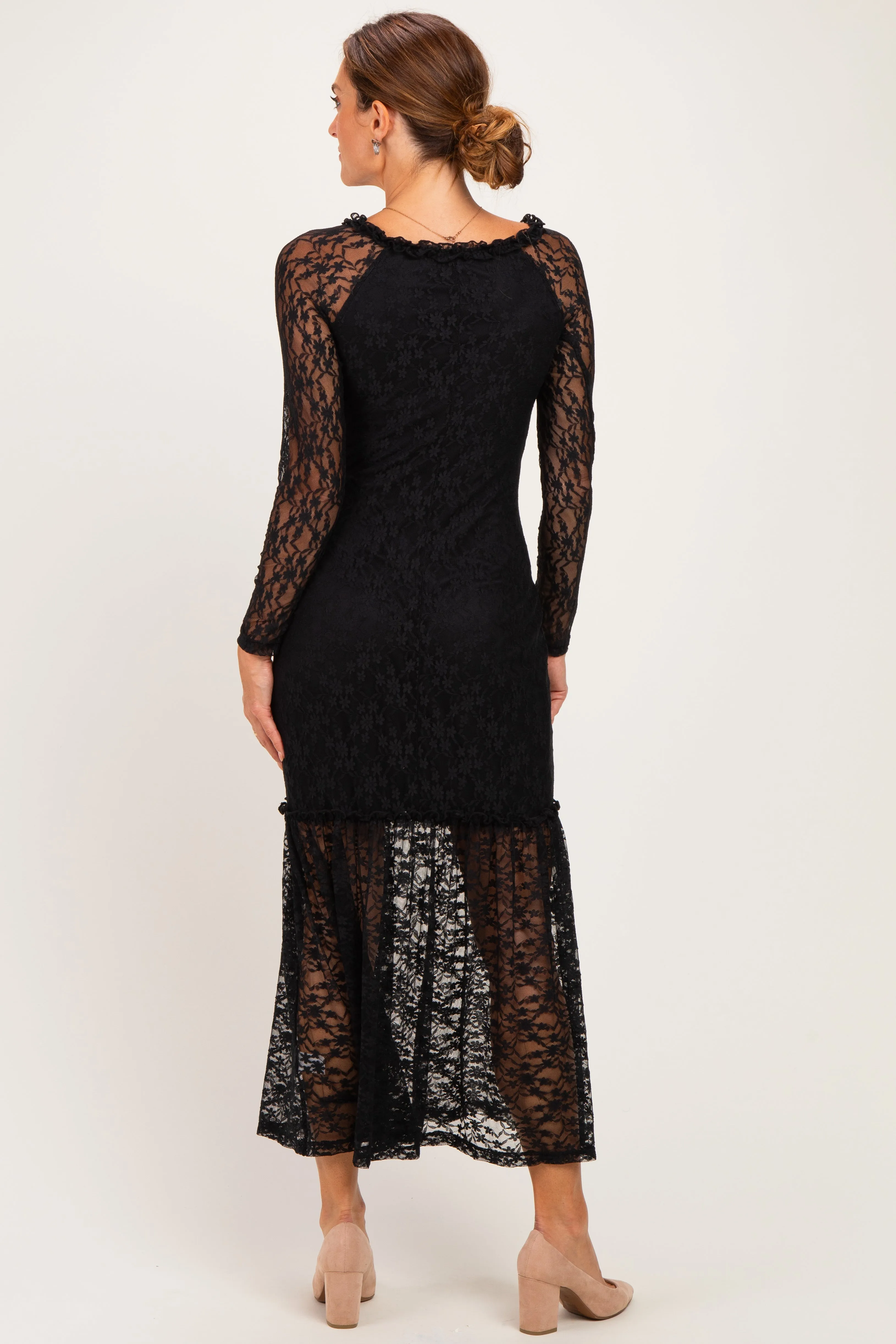 Black Off Shoulder Long Sleeve Boho Maxi Dress sold by Pinkblush product image thumbnail 3