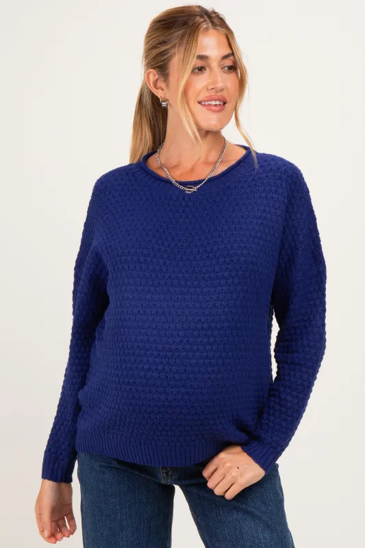 Light Navy Honeycomb Knit Maternity Sweater made by Staccato
