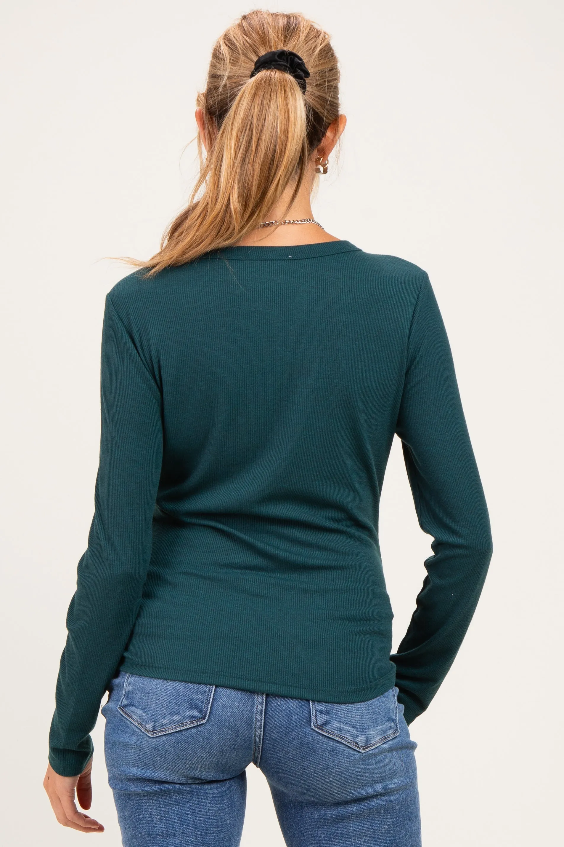 Hunter Green Fitted Ribbed Maternity Long Sleeve sold by Pinkblush product image thumbnail 5