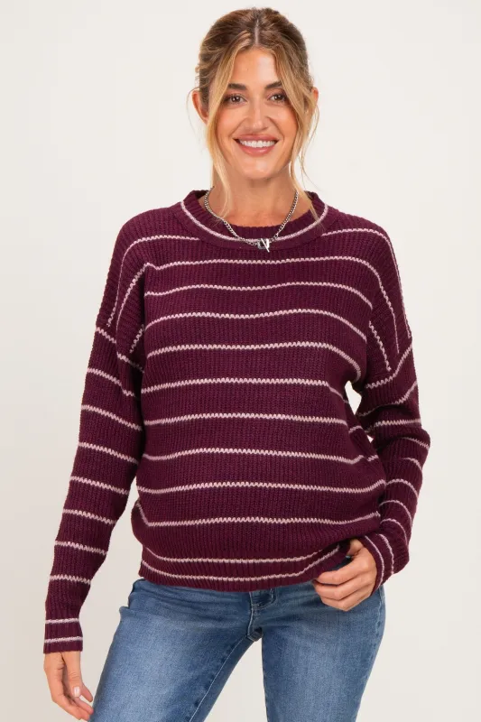 Dark Plum Striped Maternity Sweater made by Staccato
