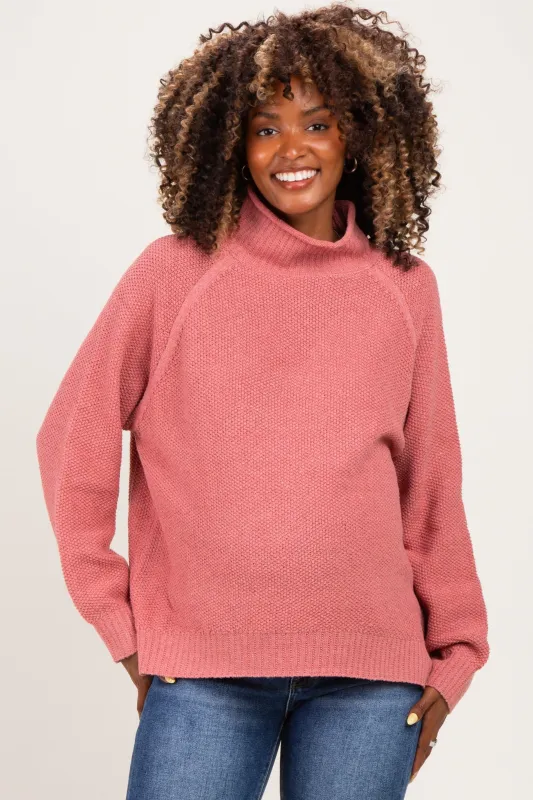 Ash Rose Waffle Knit Turtleneck Maternity Sweater made by Wishlist
