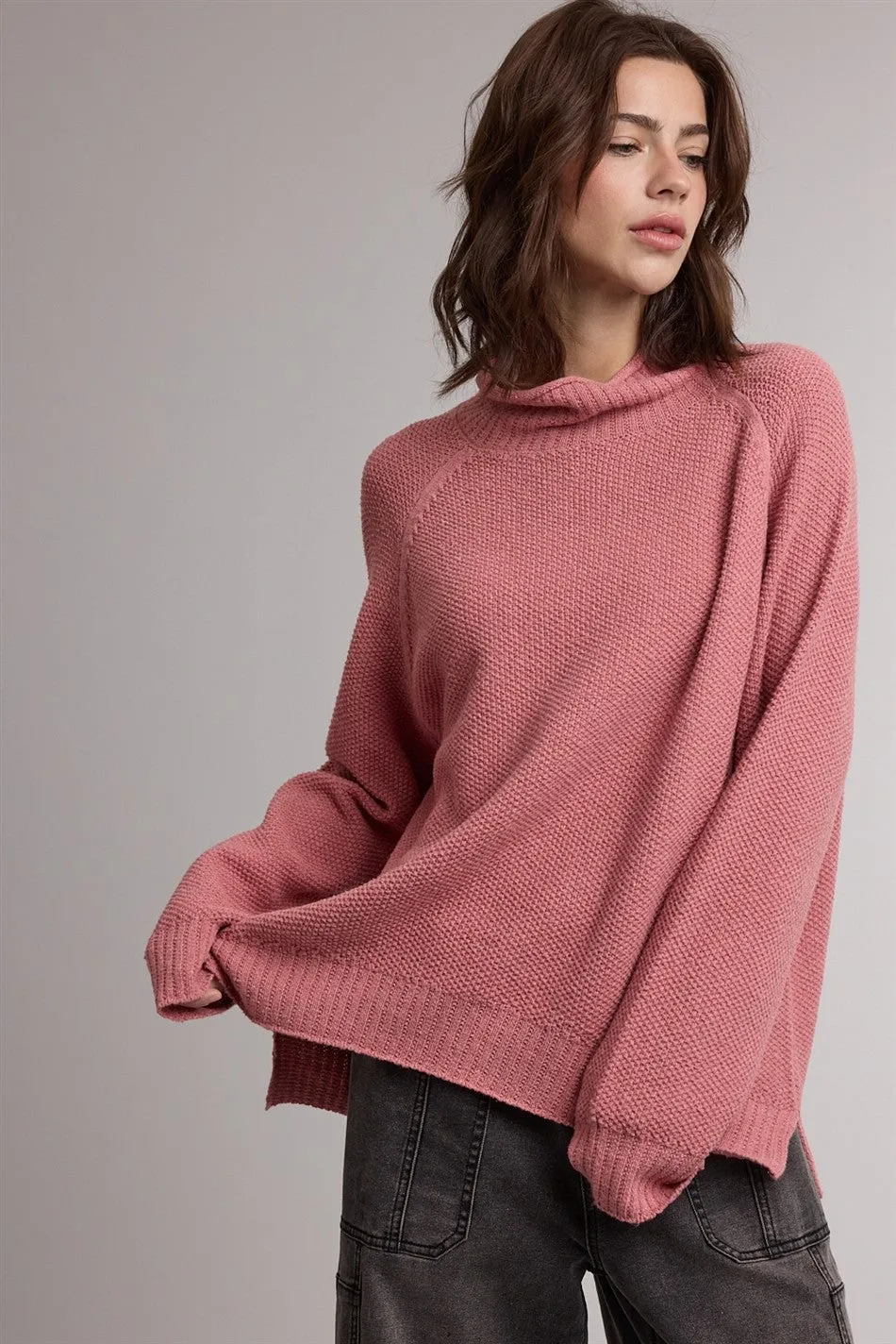 Ash Rose Waffle Knit Turtleneck Maternity Sweater sold by Pinkblush product image thumbnail 5
