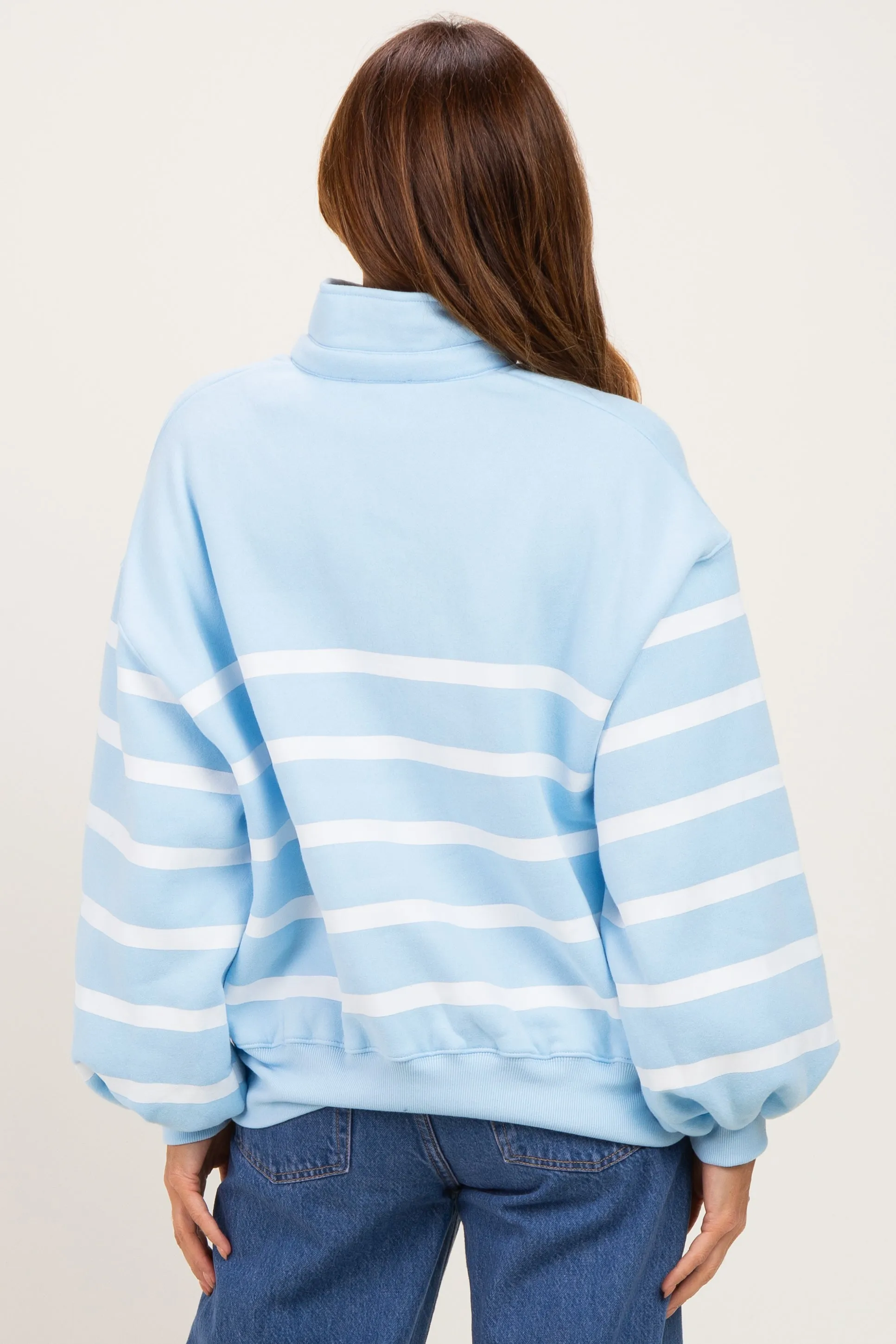 Light Blue Striped Snap Button Pullover sold by Pinkblush product image thumbnail 4