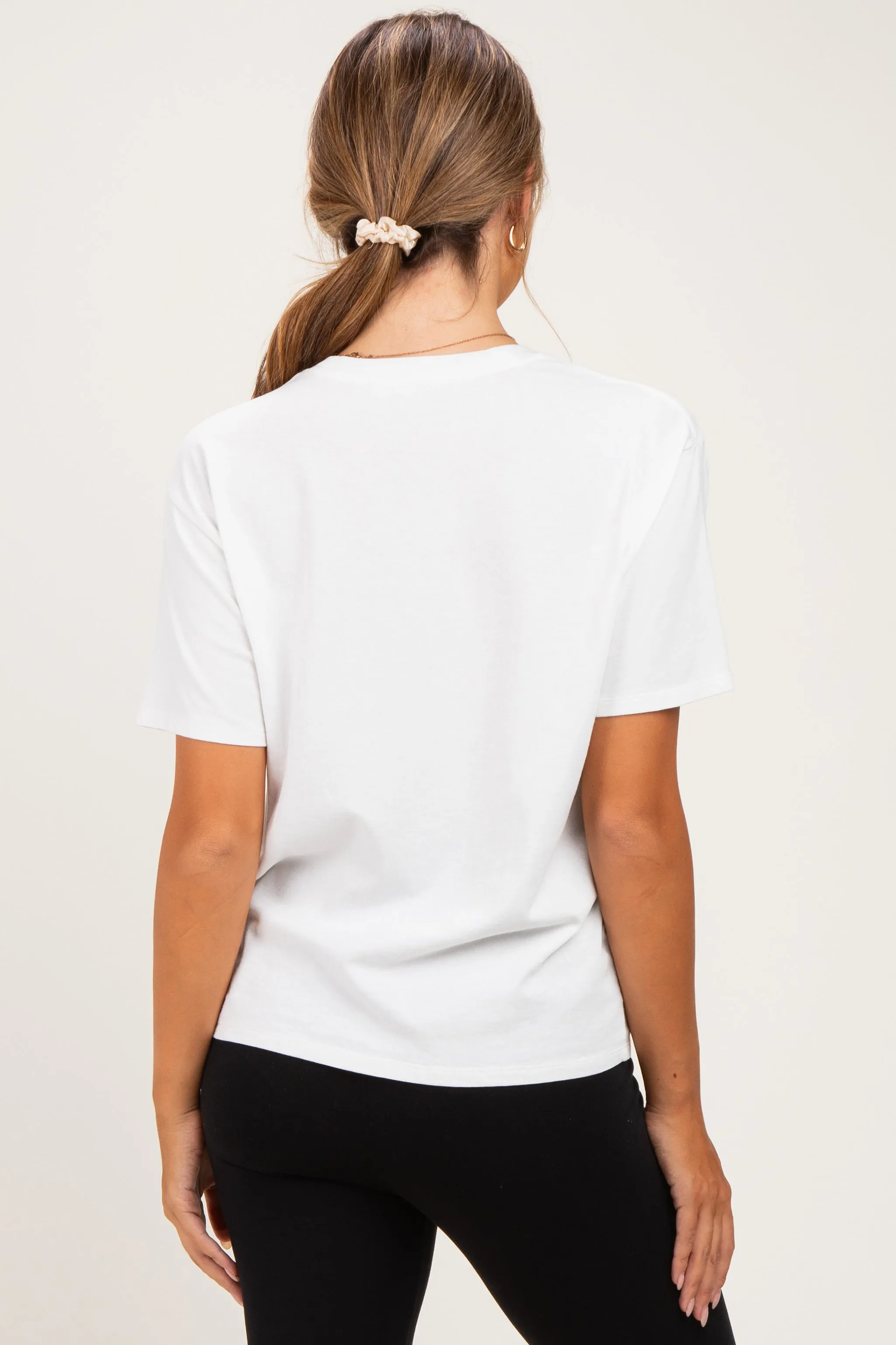 White Maternity Crew Neck T-Shirt sold by Pinkblush product image thumbnail 4