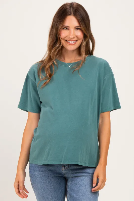 Teal Maternity Crew Neck T-Shirt made by HYFVE