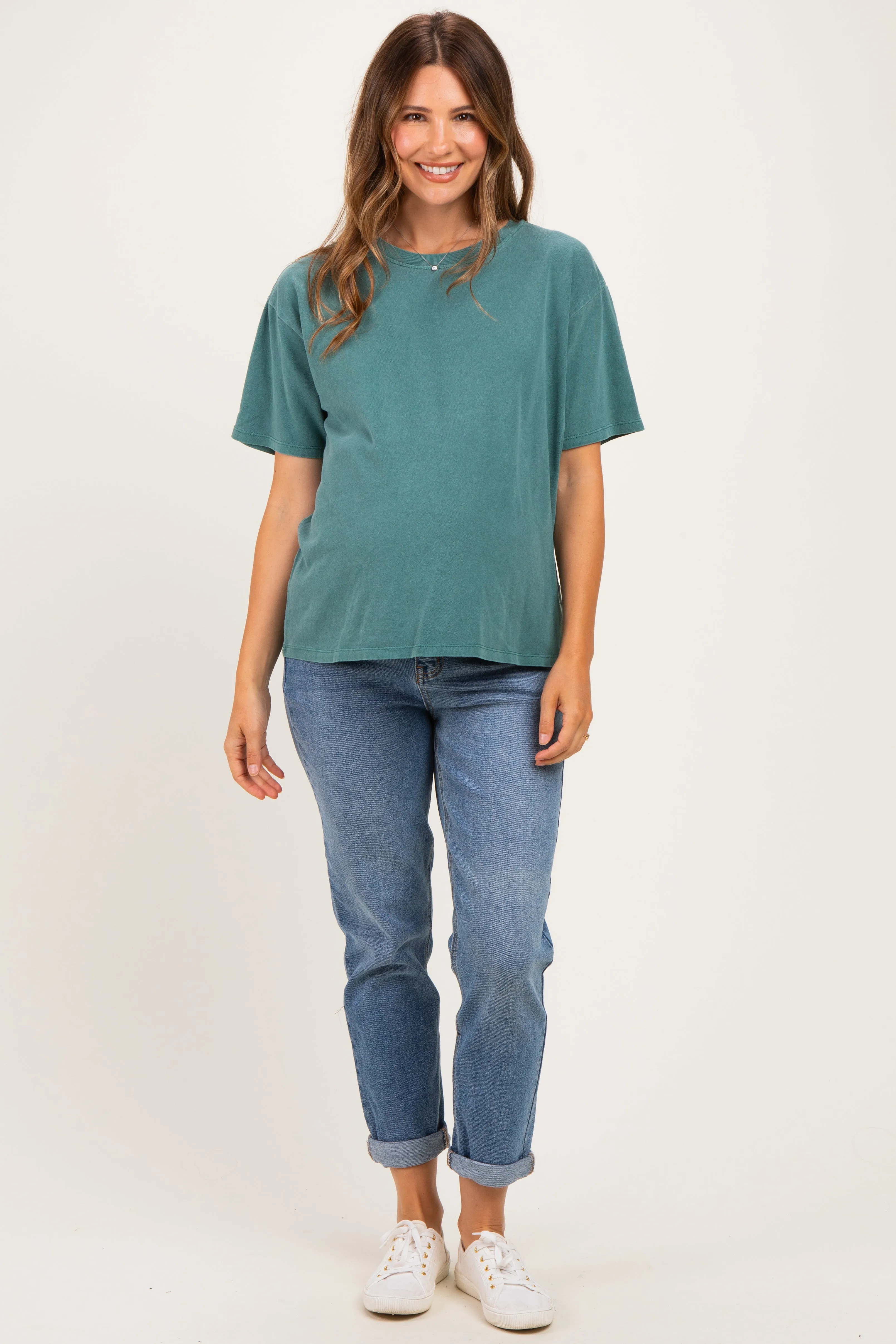 Teal Maternity Crew Neck T-Shirt sold by Pinkblush product image thumbnail 2