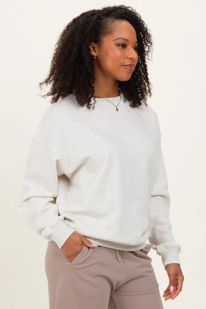 Ivory Fleece Crew Neck Relaxed Fit Sweatshirt sold by Pinkblush product image thumbnail 3