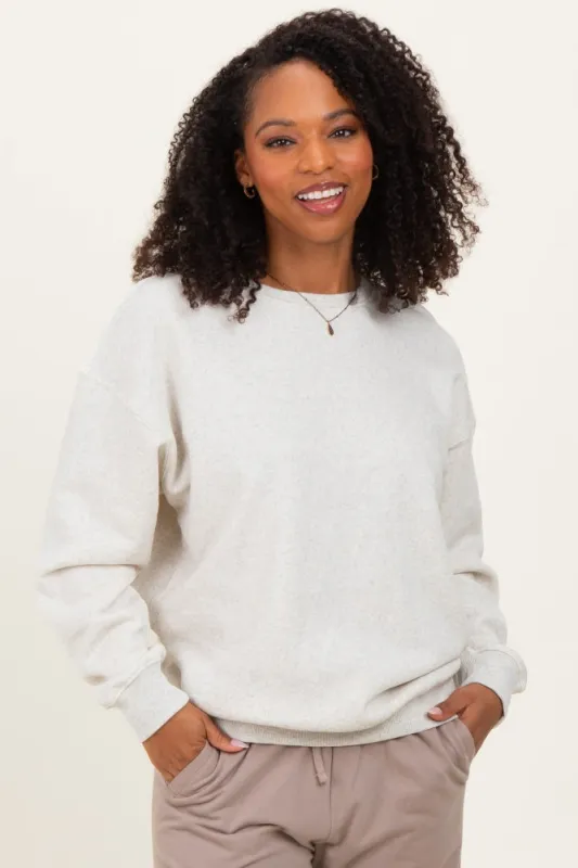Ivory  Fleece Crew Neck Relaxed Fit Sweatshirt made by Zenana Outfitters