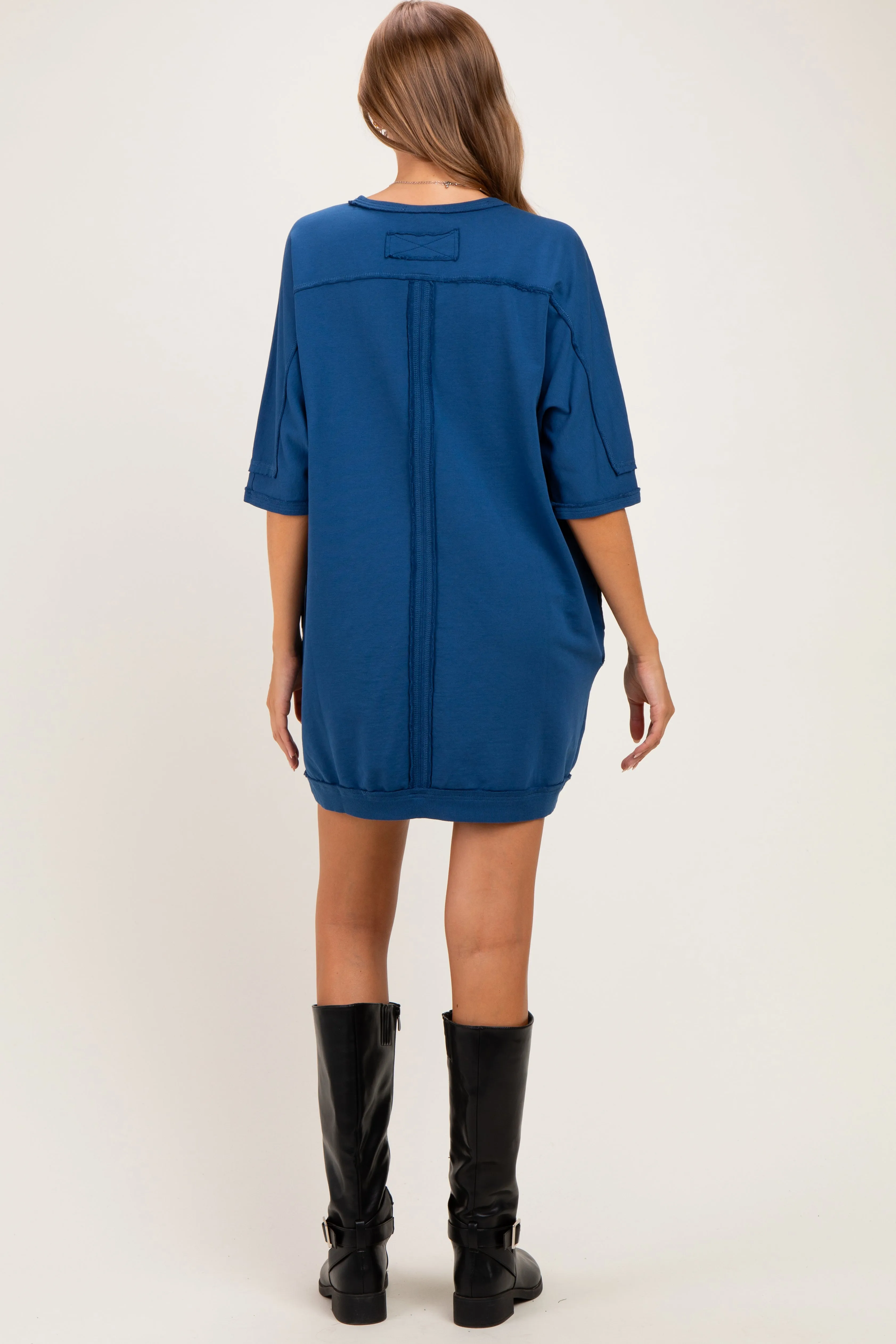 Navy Indigo Oversized Maternity T-Shirt Dress sold by Pinkblush product image thumbnail 4