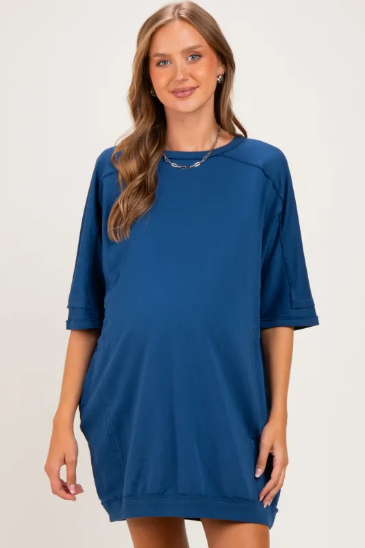 Navy Indigo Oversized Maternity T-Shirt Dress made by Davi & Dani